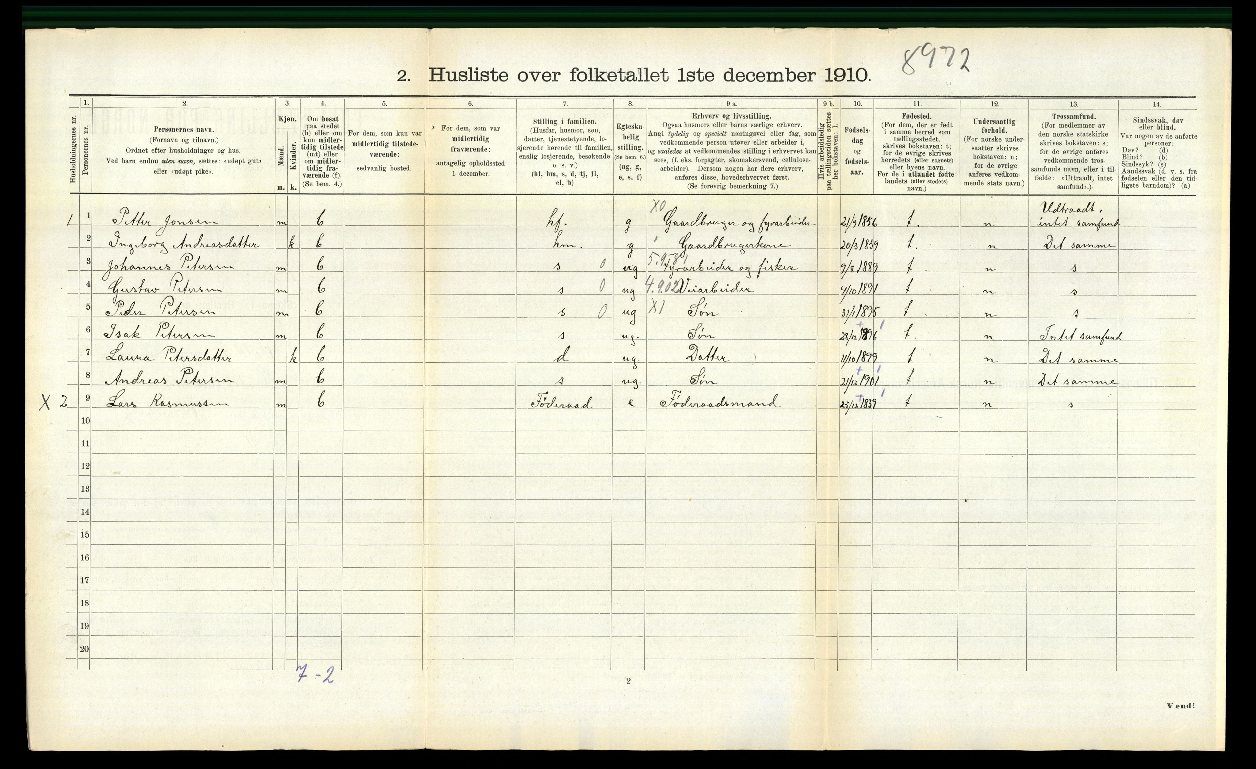 RA, 1910 census for Volda, 1910, p. 1355