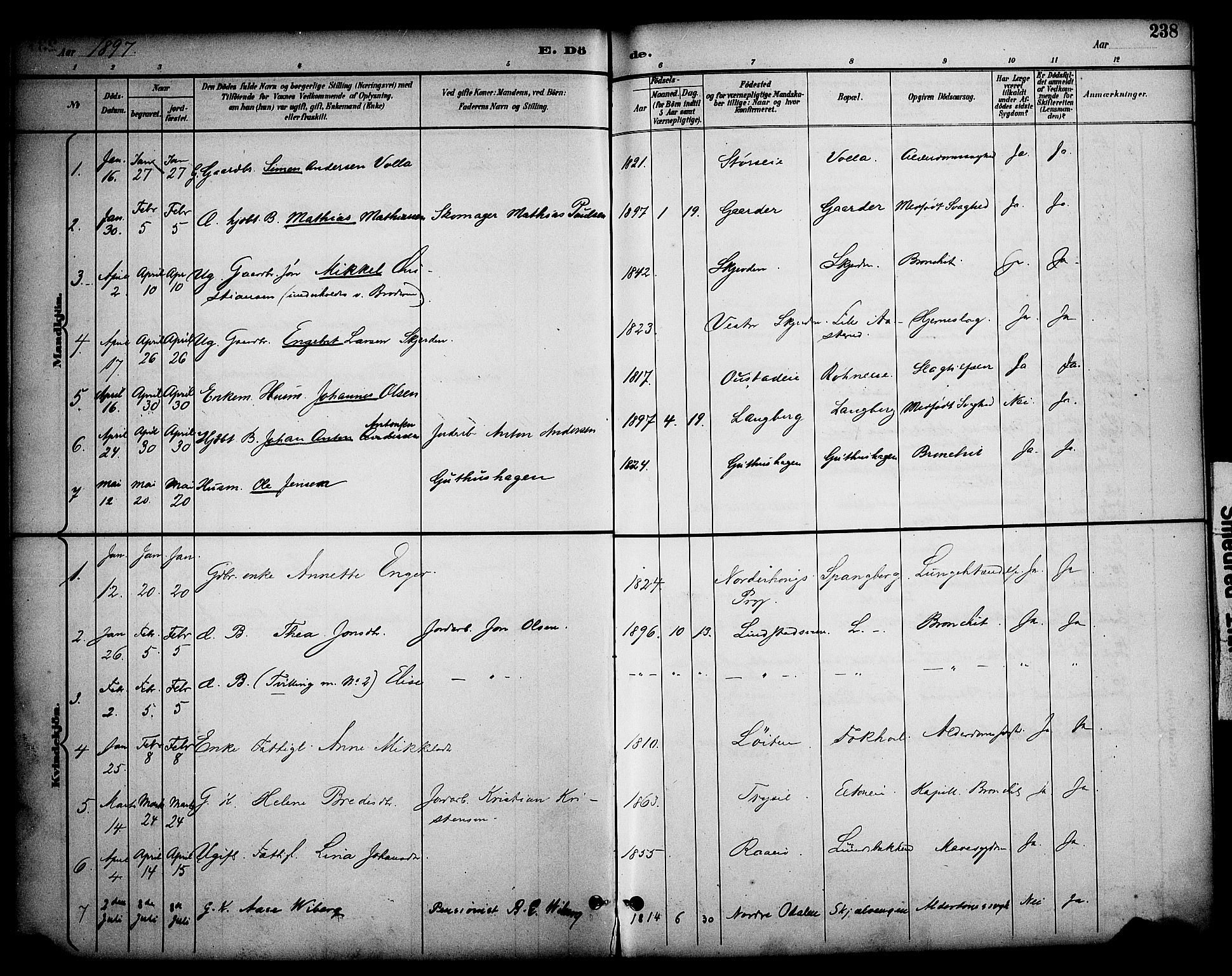 Stange prestekontor, SAH/PREST-002/K/L0020: Parish register (official) no. 20, 1894-1905, p. 238