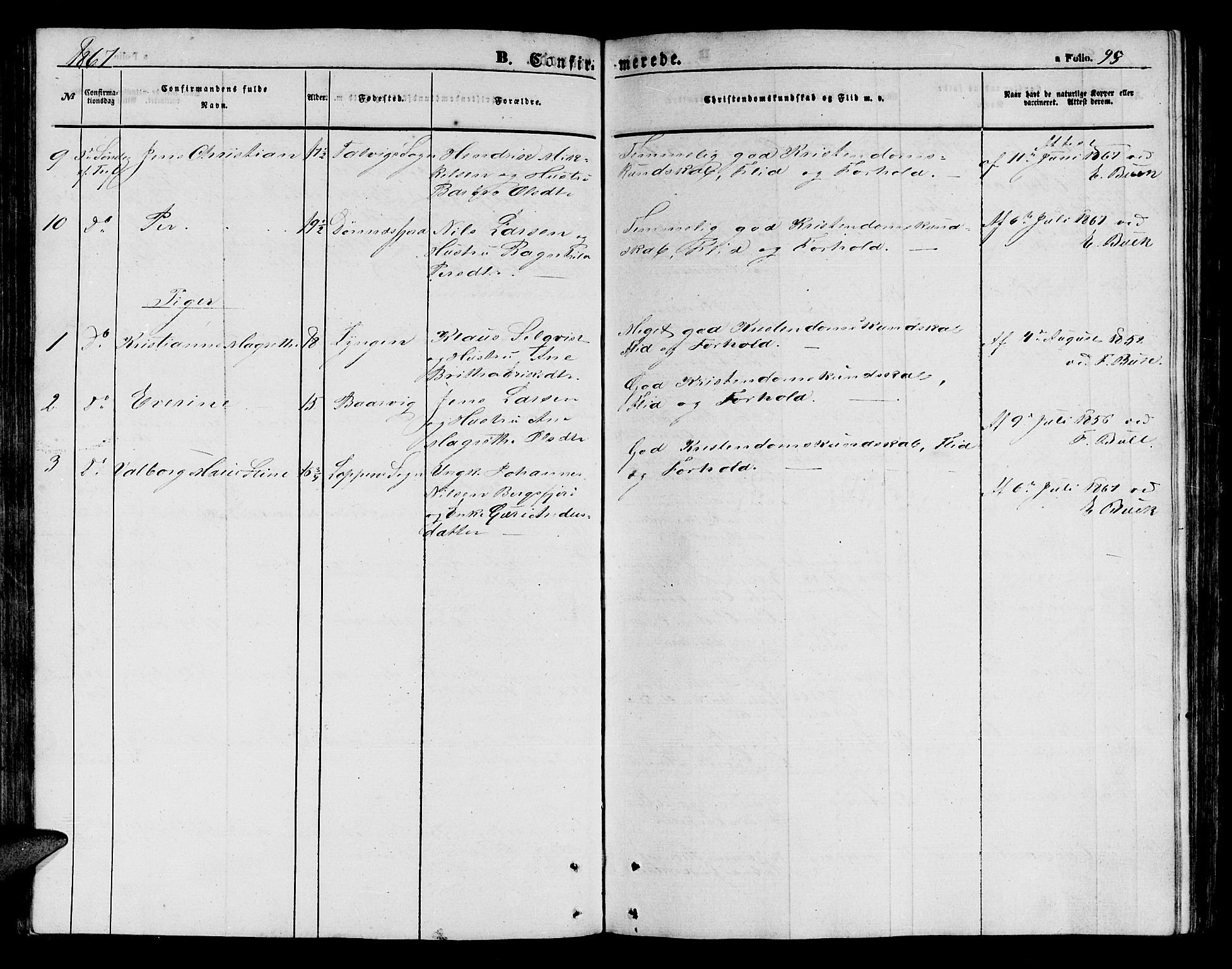 Loppa sokneprestkontor, SATØ/S-1339/H/Hb/L0003klokker: Parish register (copy) no. 3, 1853-1880, p. 95