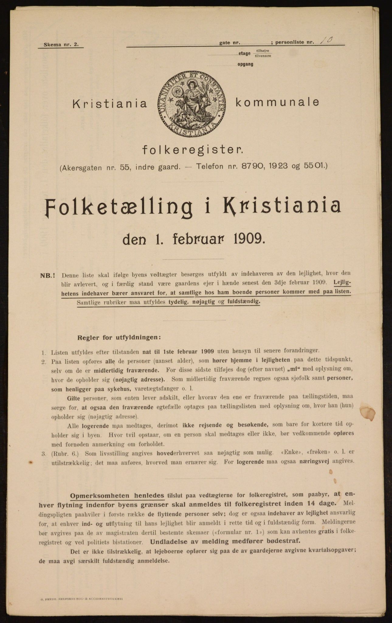 OBA, Municipal Census 1909 for Kristiania, 1909, p. 66611