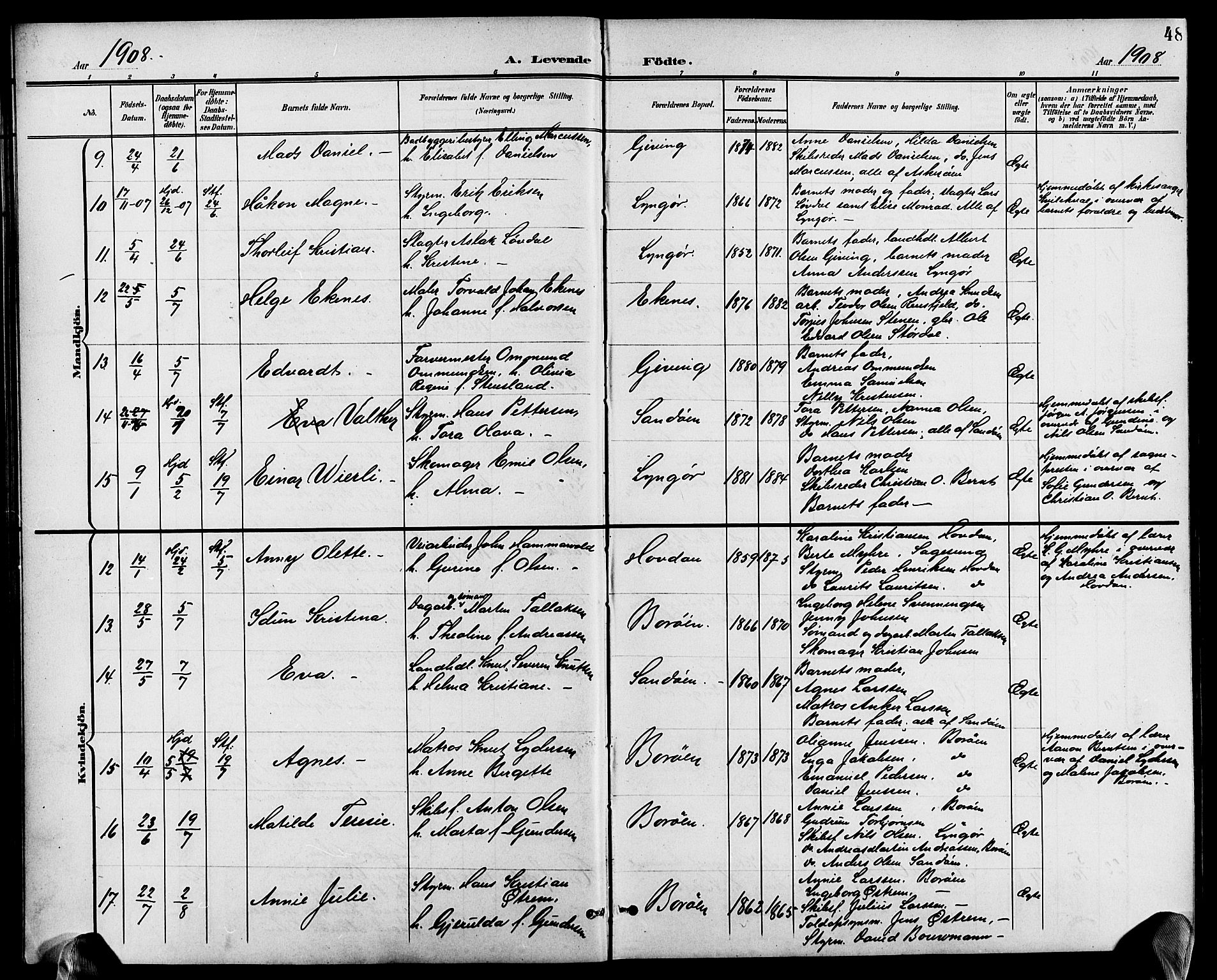 Dypvåg sokneprestkontor, AV/SAK-1111-0007/F/Fb/Fba/L0014: Parish register (copy) no. B 14, 1901-1922, p. 48
