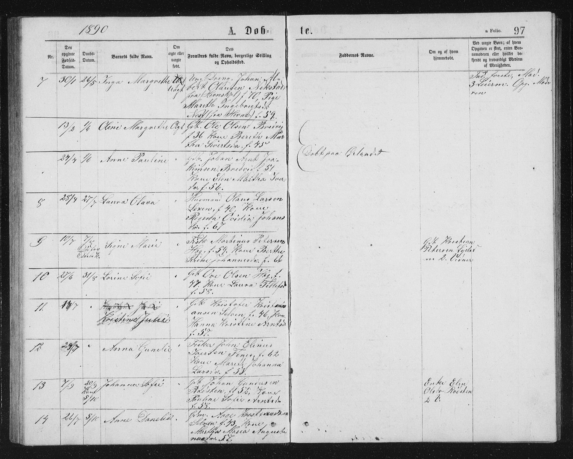 Ministerialprotokoller, klokkerbøker og fødselsregistre - Sør-Trøndelag, SAT/A-1456/662/L0756: Parish register (copy) no. 662C01, 1869-1891, p. 97