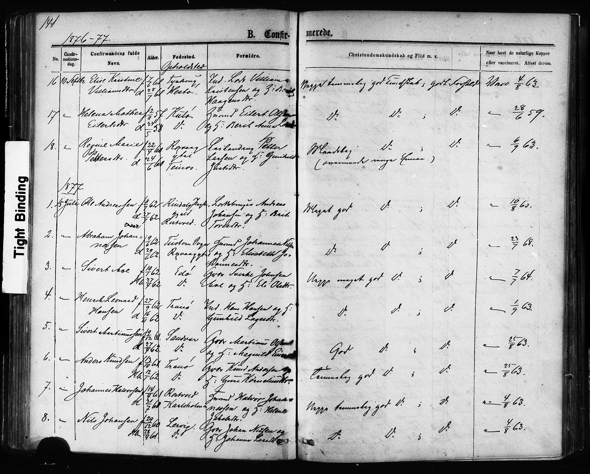 Ministerialprotokoller, klokkerbøker og fødselsregistre - Møre og Romsdal, AV/SAT-A-1454/581/L0938: Parish register (official) no. 581A06, 1873-1879, p. 141