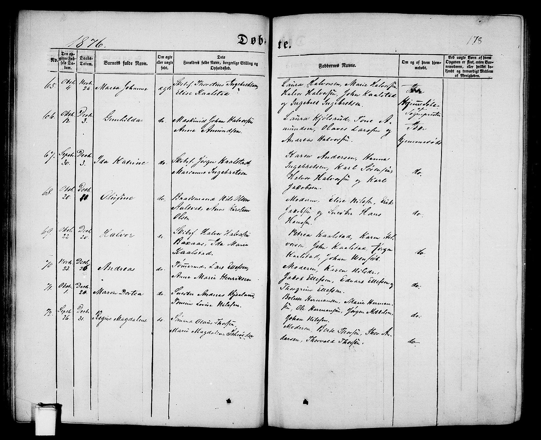 Porsgrunn kirkebøker , SAKO/A-104/G/Gb/L0004: Parish register (copy) no. II 4, 1853-1882, p. 178