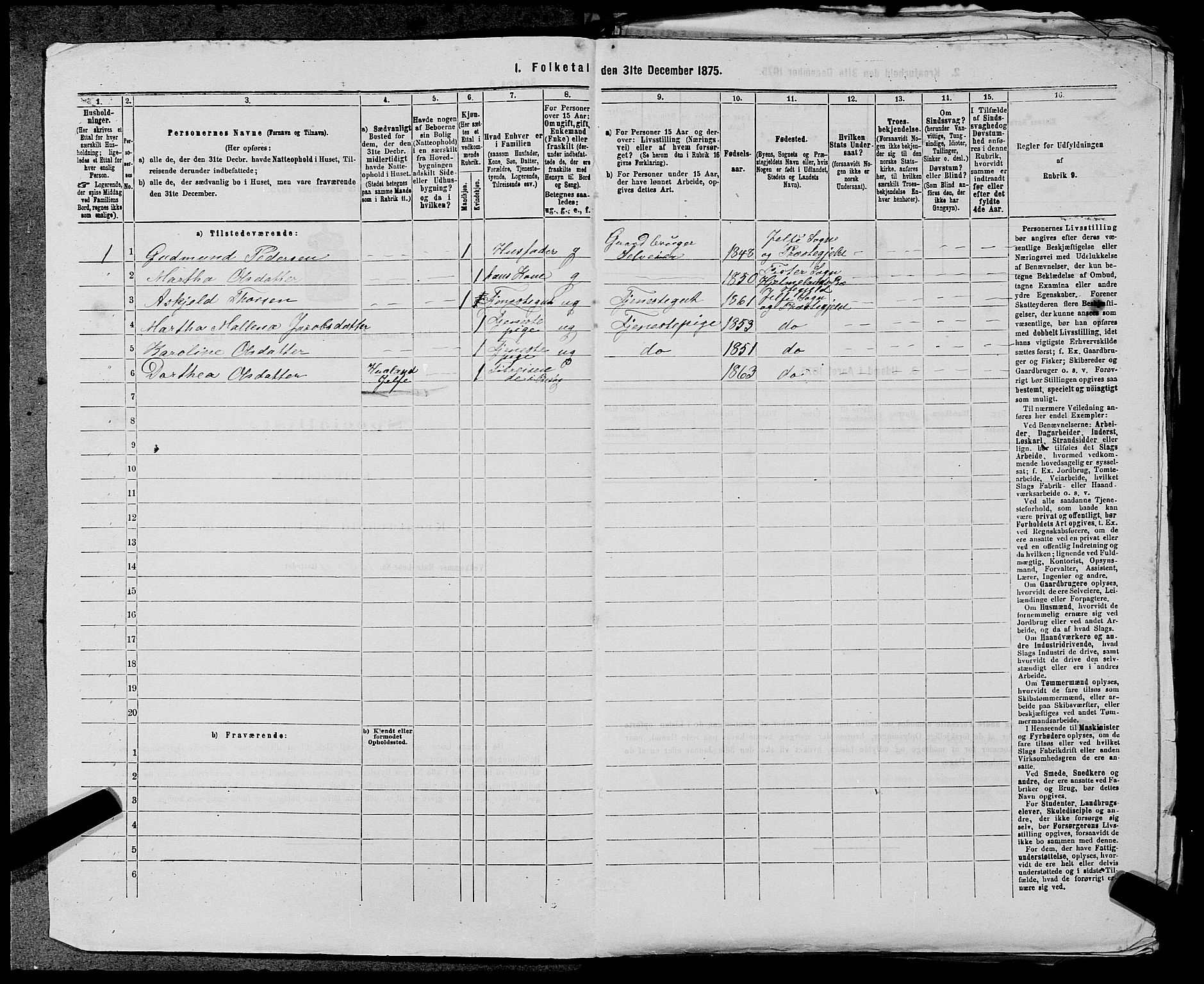 SAST, 1875 census for 1138P Jelsa, 1875, p. 848