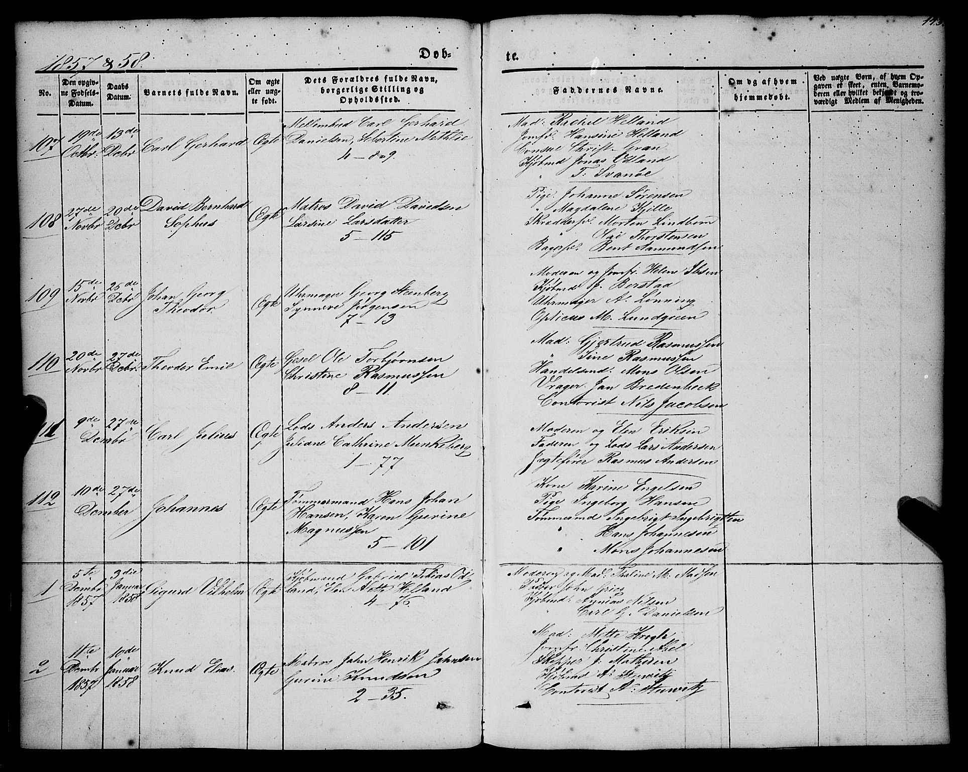 Nykirken Sokneprestembete, SAB/A-77101/H/Haa/L0014: Parish register (official) no. B 1, 1844-1858, p. 143