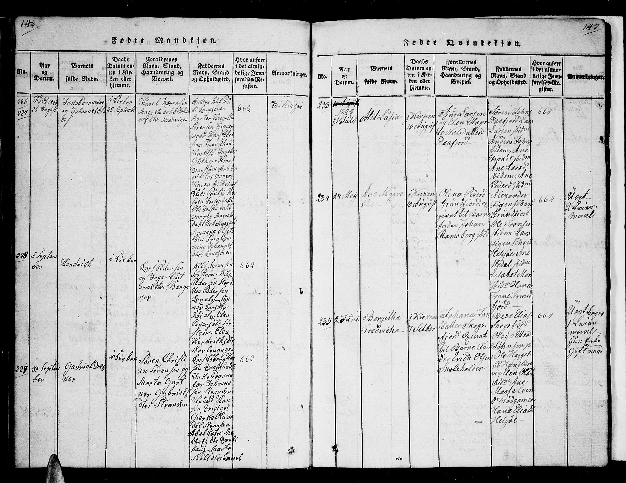 Karlsøy sokneprestembete, SATØ/S-1299/H/Ha/Hab/L0001klokker: Parish register (copy) no. 1, 1821-1840, p. 146-147