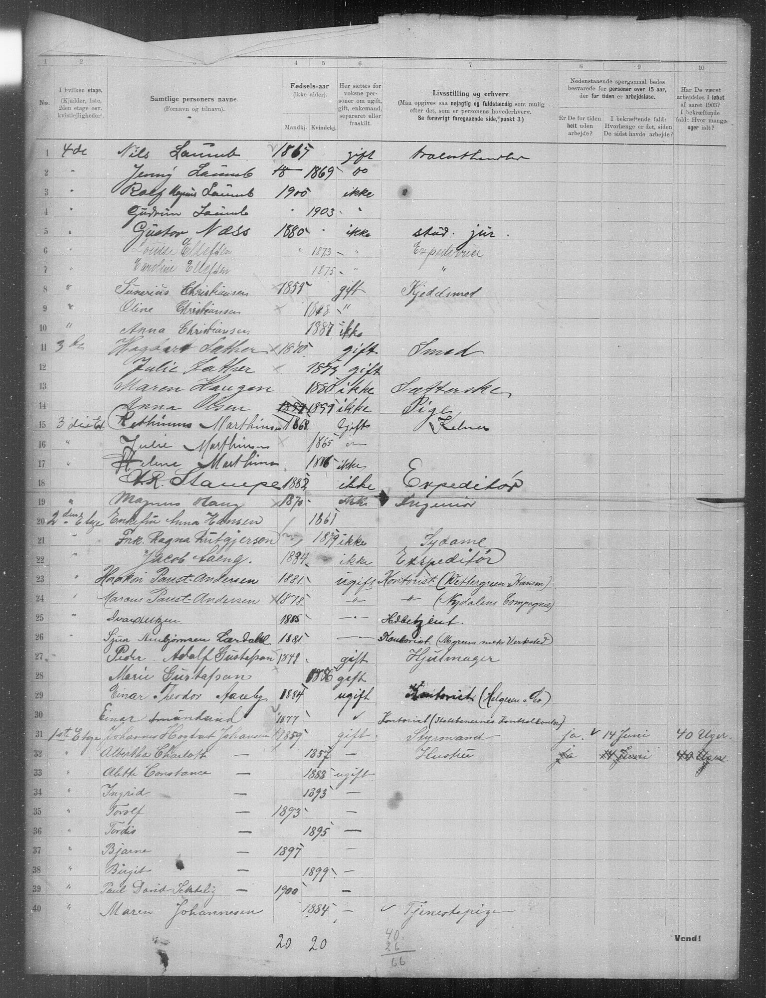 OBA, Municipal Census 1903 for Kristiania, 1903, p. 24645