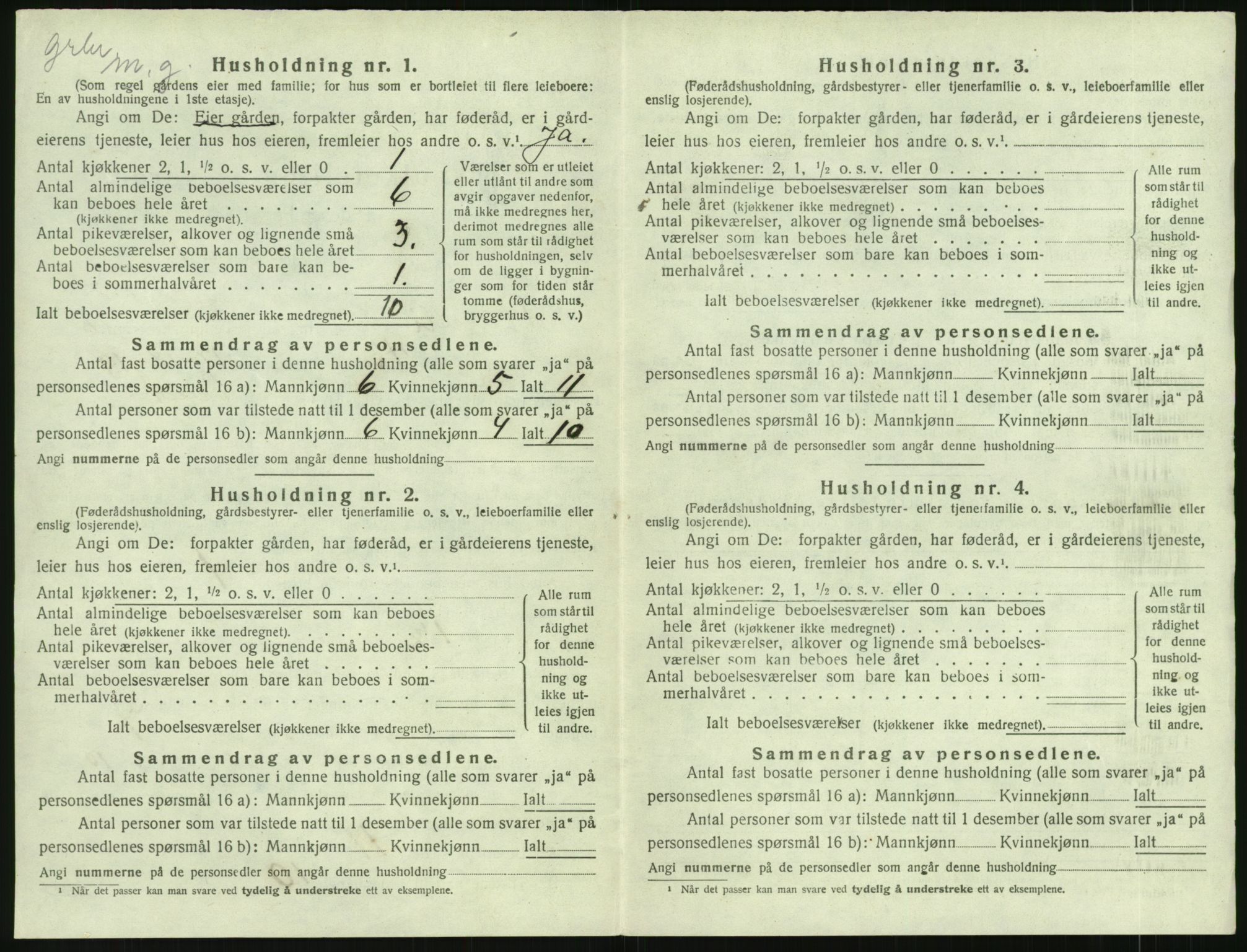 SAK, 1920 census for Åmli, 1920, p. 306