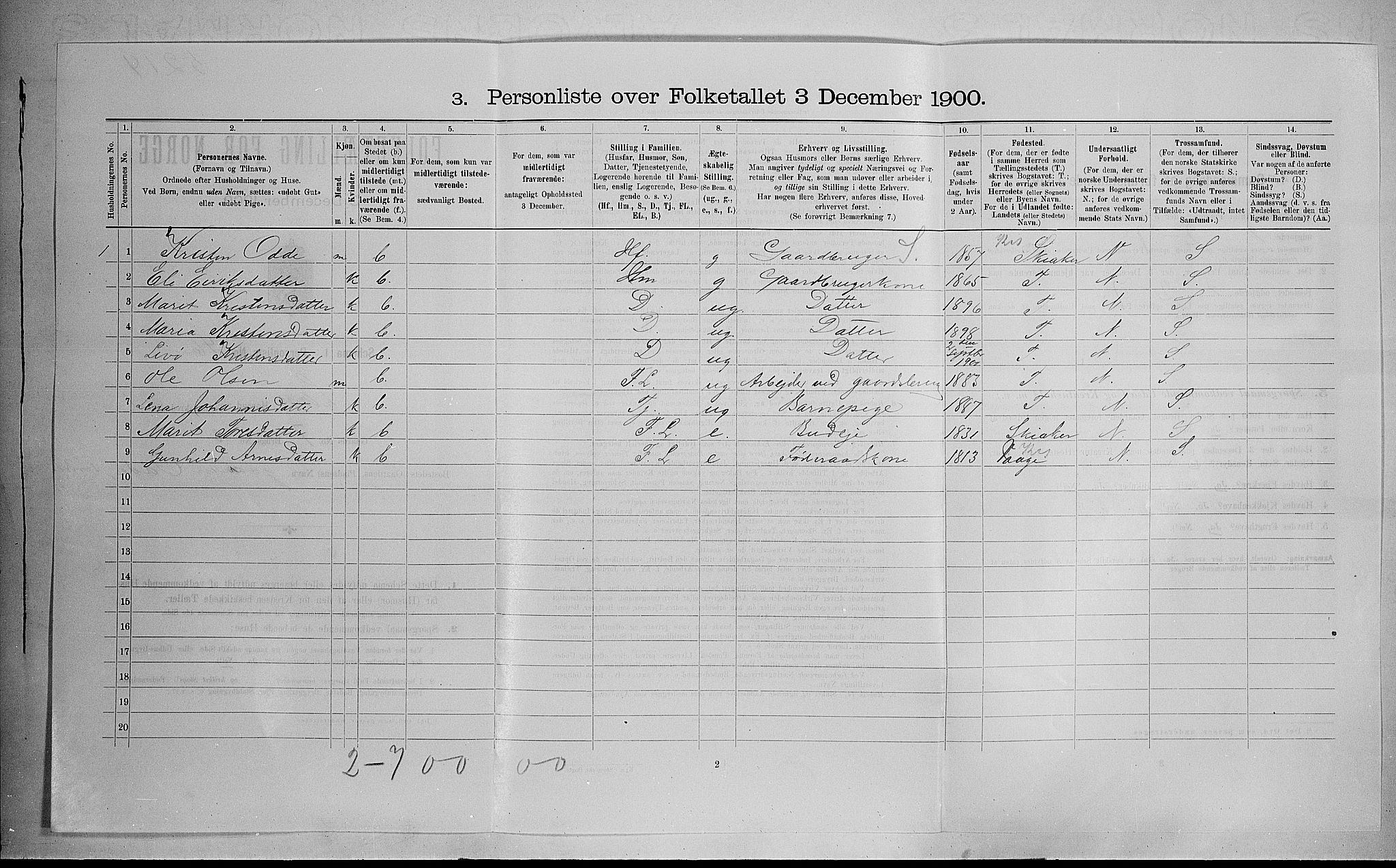 SAH, 1900 census for Lom, 1900, p. 173