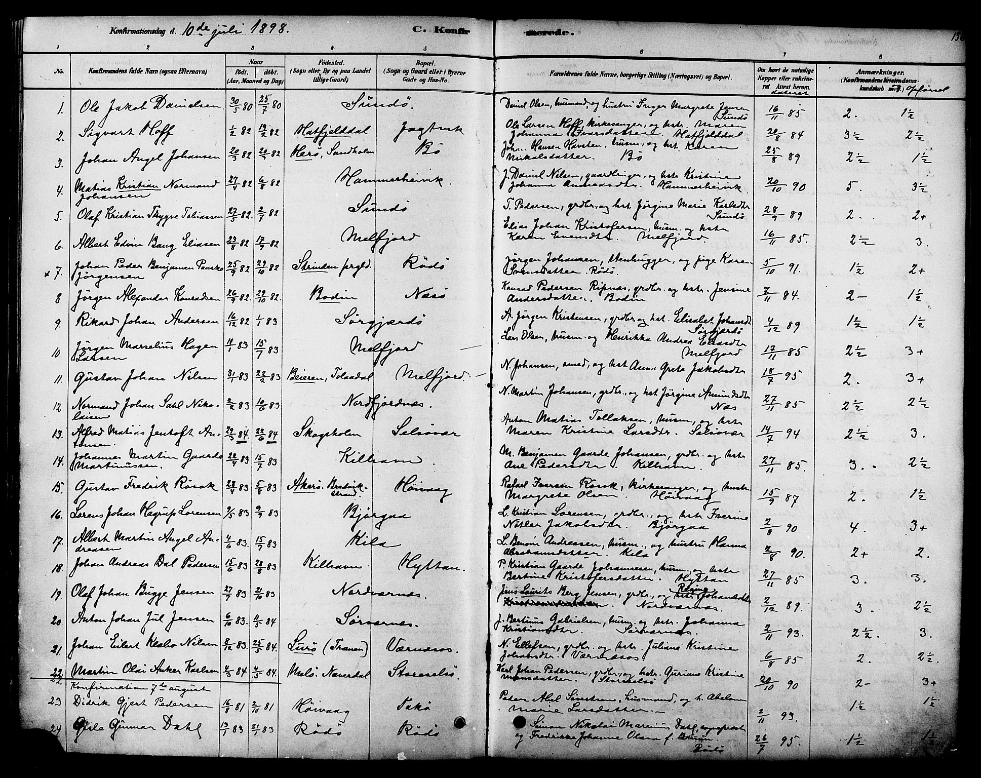Ministerialprotokoller, klokkerbøker og fødselsregistre - Nordland, SAT/A-1459/841/L0609: Parish register (official) no. 841A12, 1878-1901, p. 156