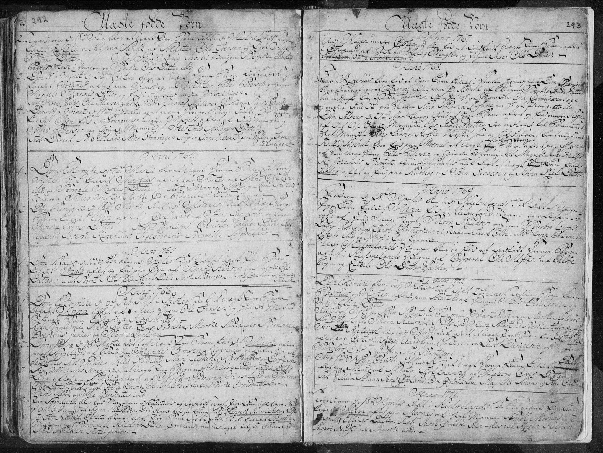Hjelmeland sokneprestkontor, SAST/A-101843/01/IV/L0001: Parish register (official) no. A 1, 1760-1799, p. 292-293