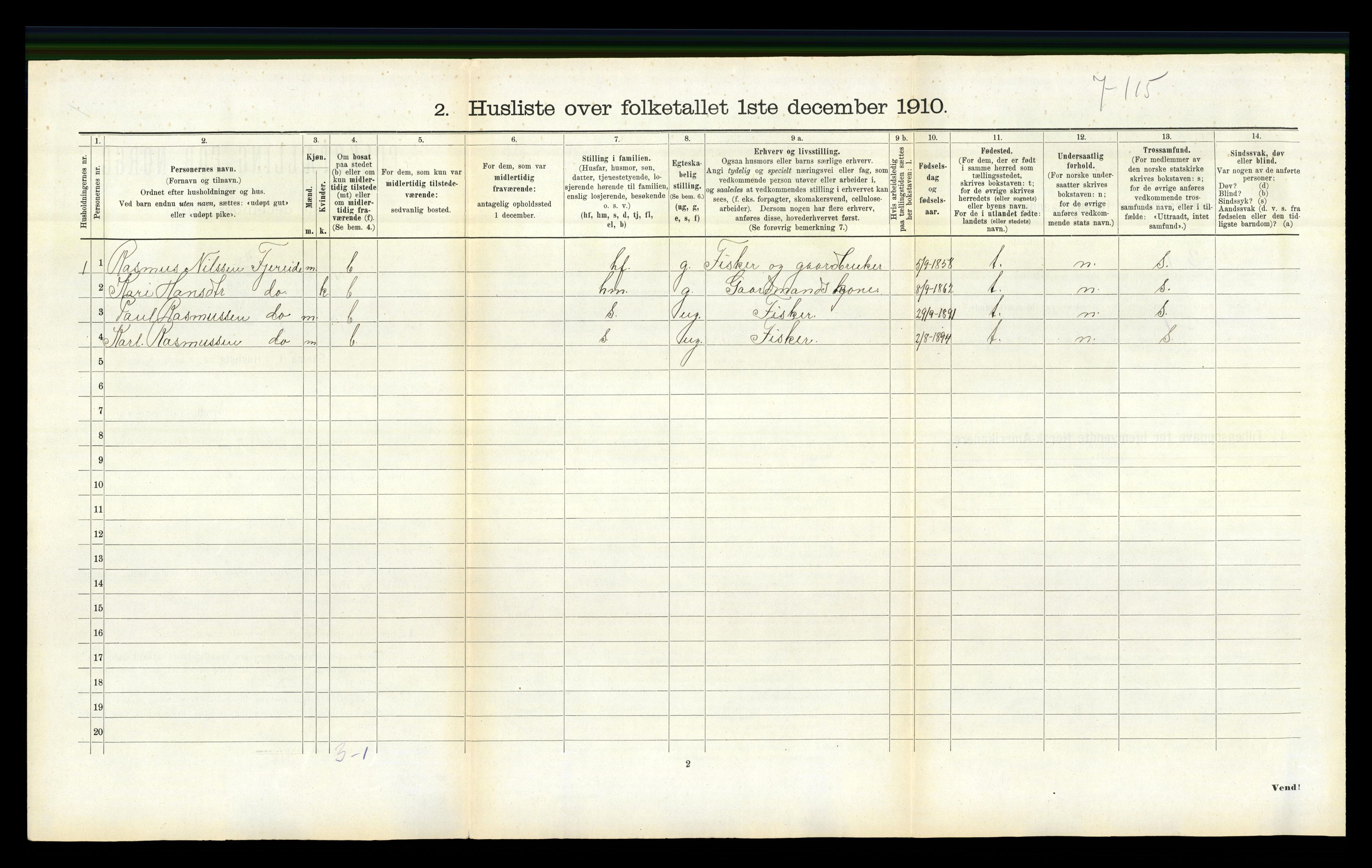 RA, 1910 census for Fjell, 1910, p. 856