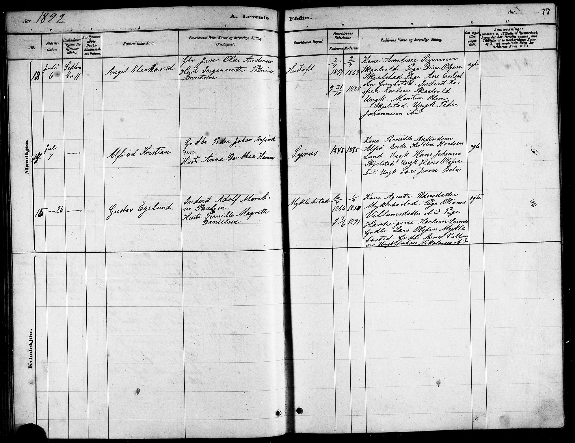 Ministerialprotokoller, klokkerbøker og fødselsregistre - Nordland, AV/SAT-A-1459/857/L0828: Parish register (copy) no. 857C03, 1879-1908, p. 77