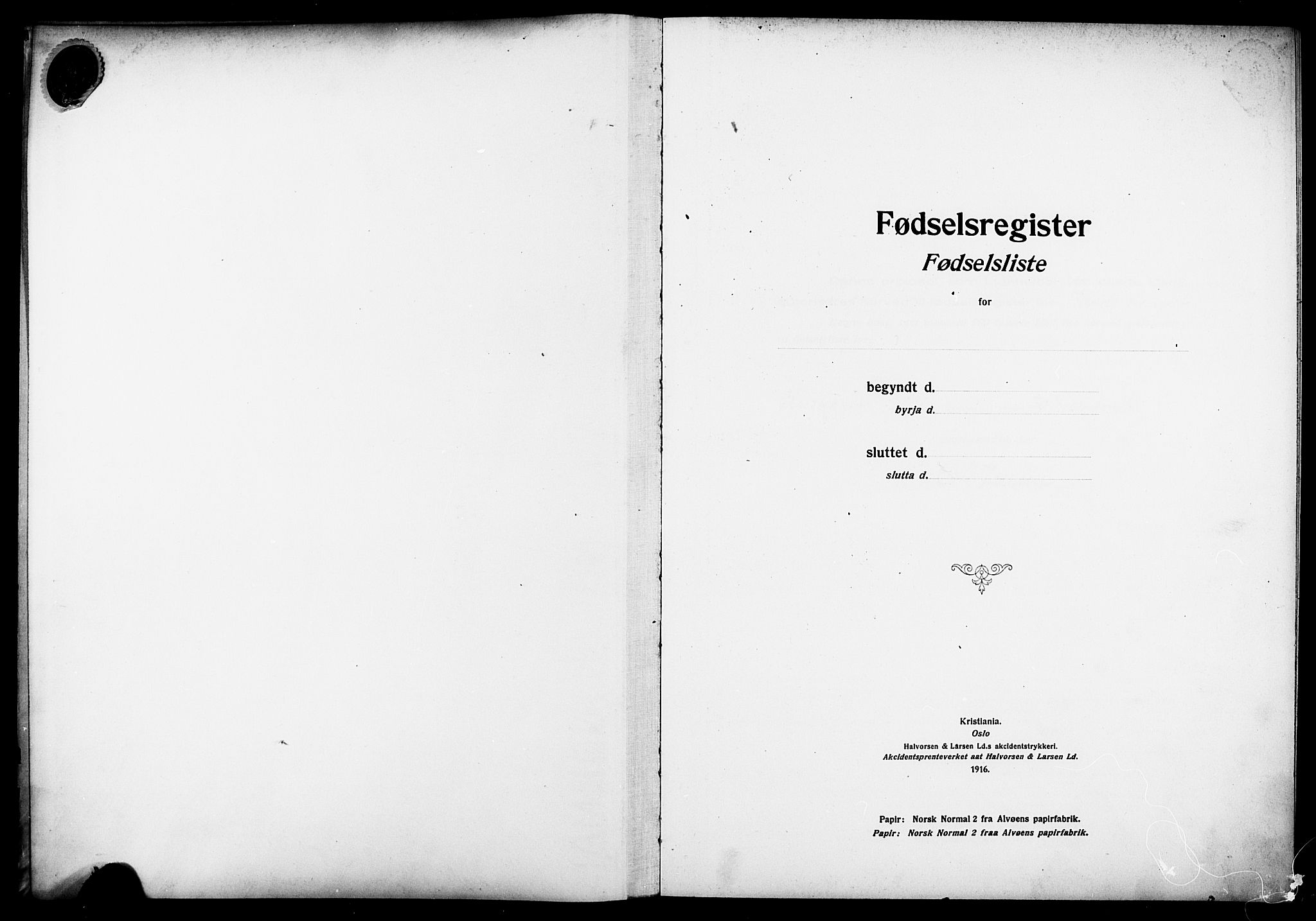 Wexel prestekontor Kirkebøker, AV/SAO-A-10879/J/L0001: Birth register no. 1, 1916-1930