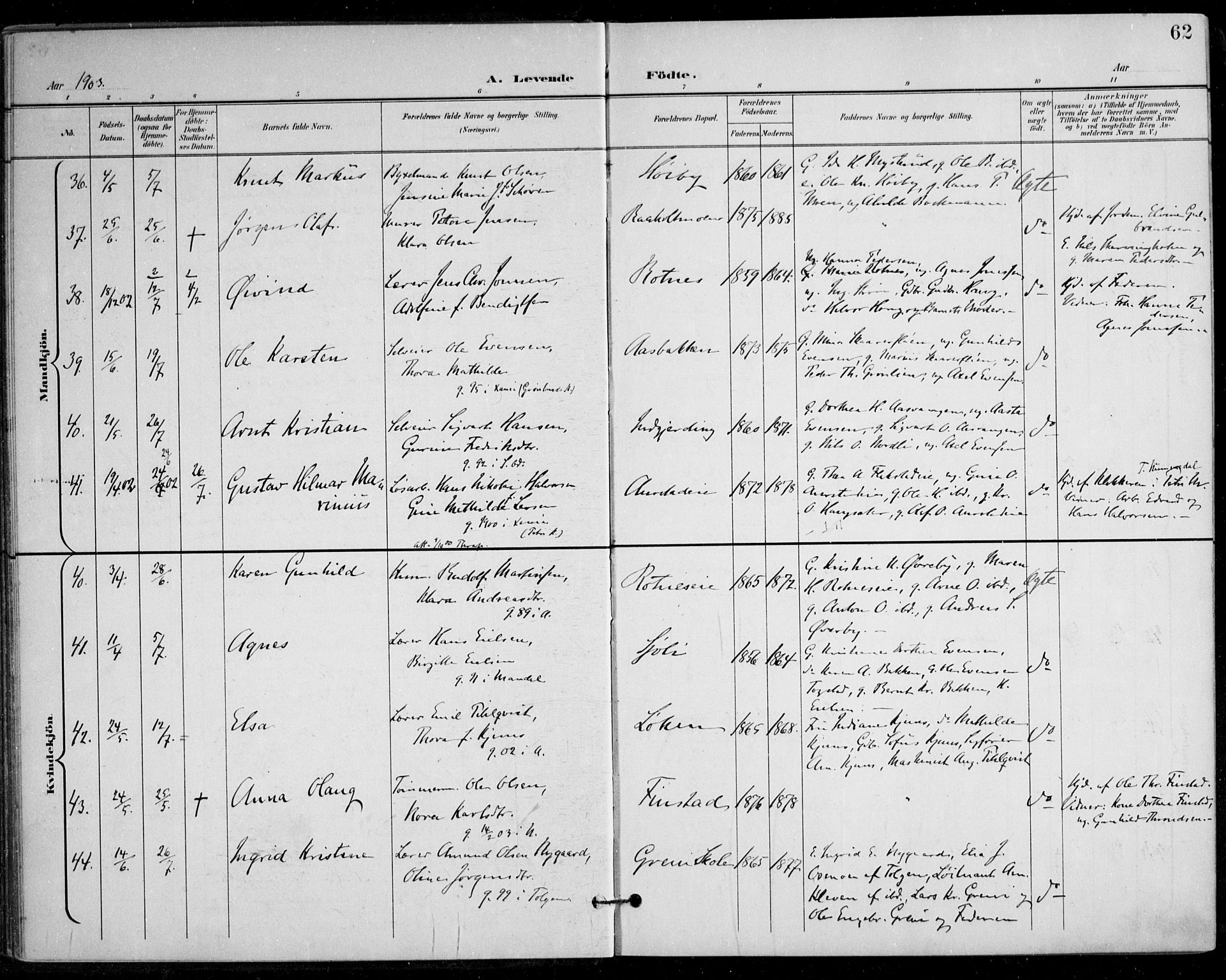 Nes prestekontor Kirkebøker, AV/SAO-A-10410/F/Fa/L0011: Parish register (official) no. I 11, 1899-1918, p. 62