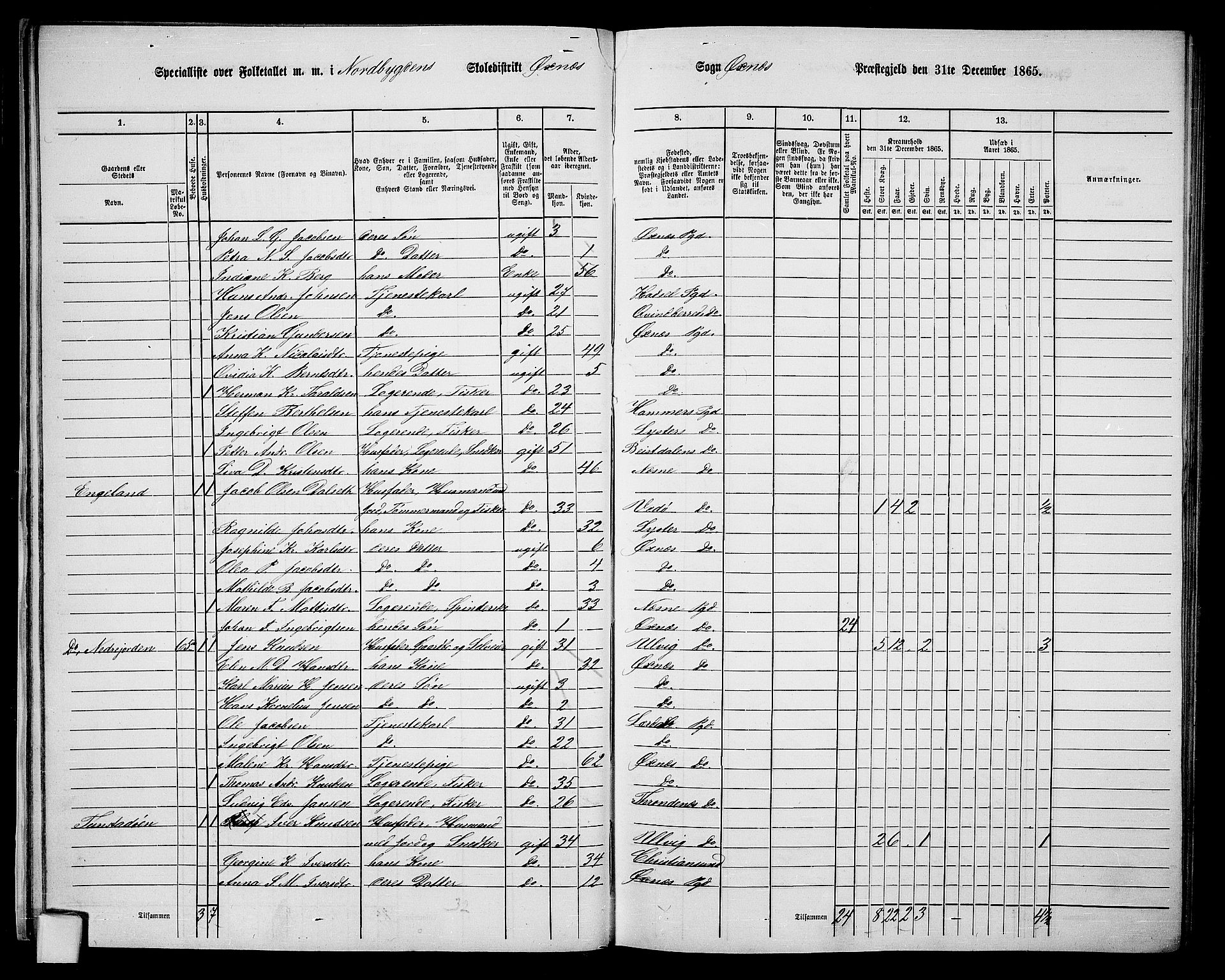 RA, 1865 census for Øksnes, 1865, p. 30