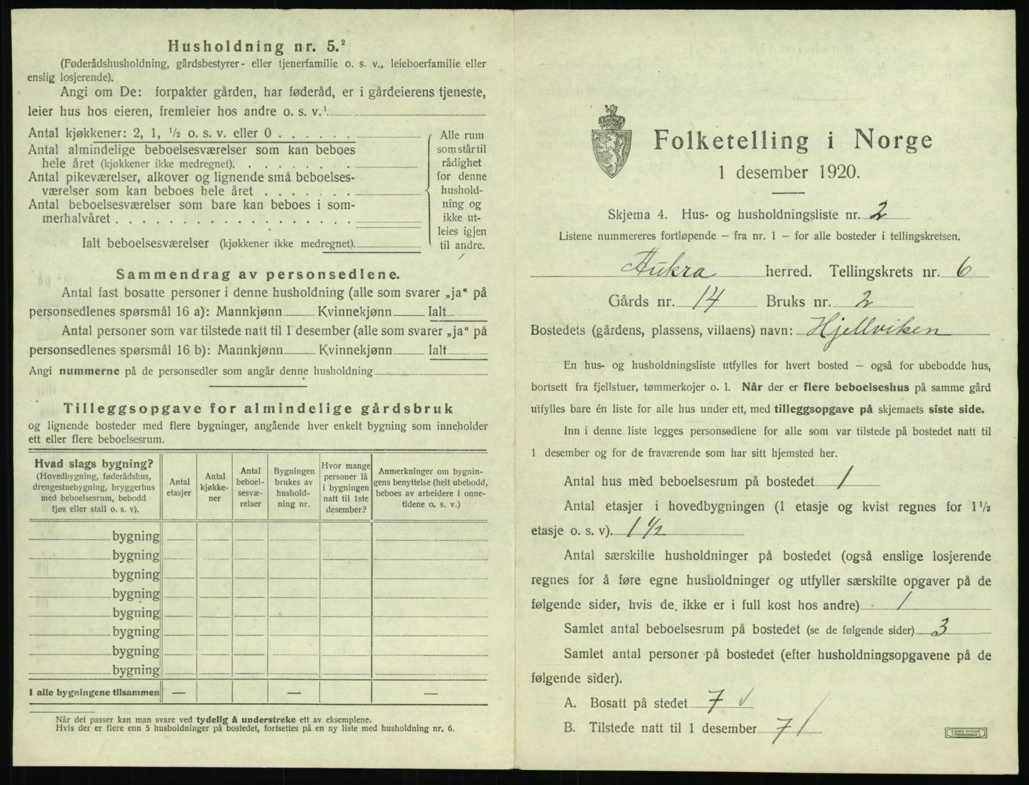 SAT, 1920 census for Aukra, 1920, p. 521