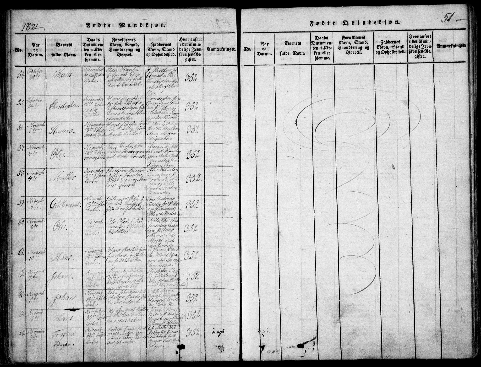 Skedsmo prestekontor Kirkebøker, AV/SAO-A-10033a/F/Fa/L0008: Parish register (official) no. I 8, 1815-1829, p. 51