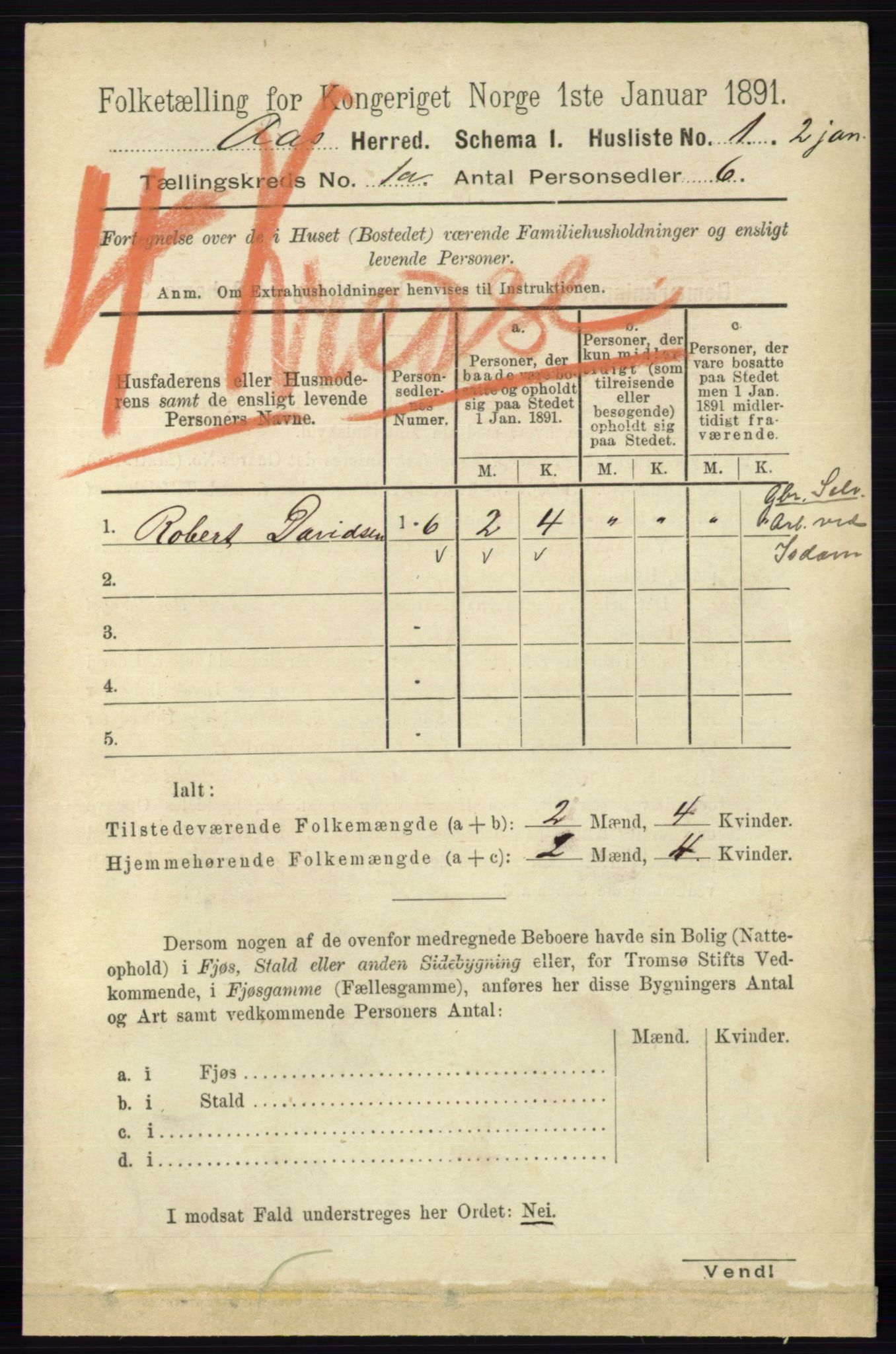 RA, 1891 census for 0214 Ås, 1891, p. 23