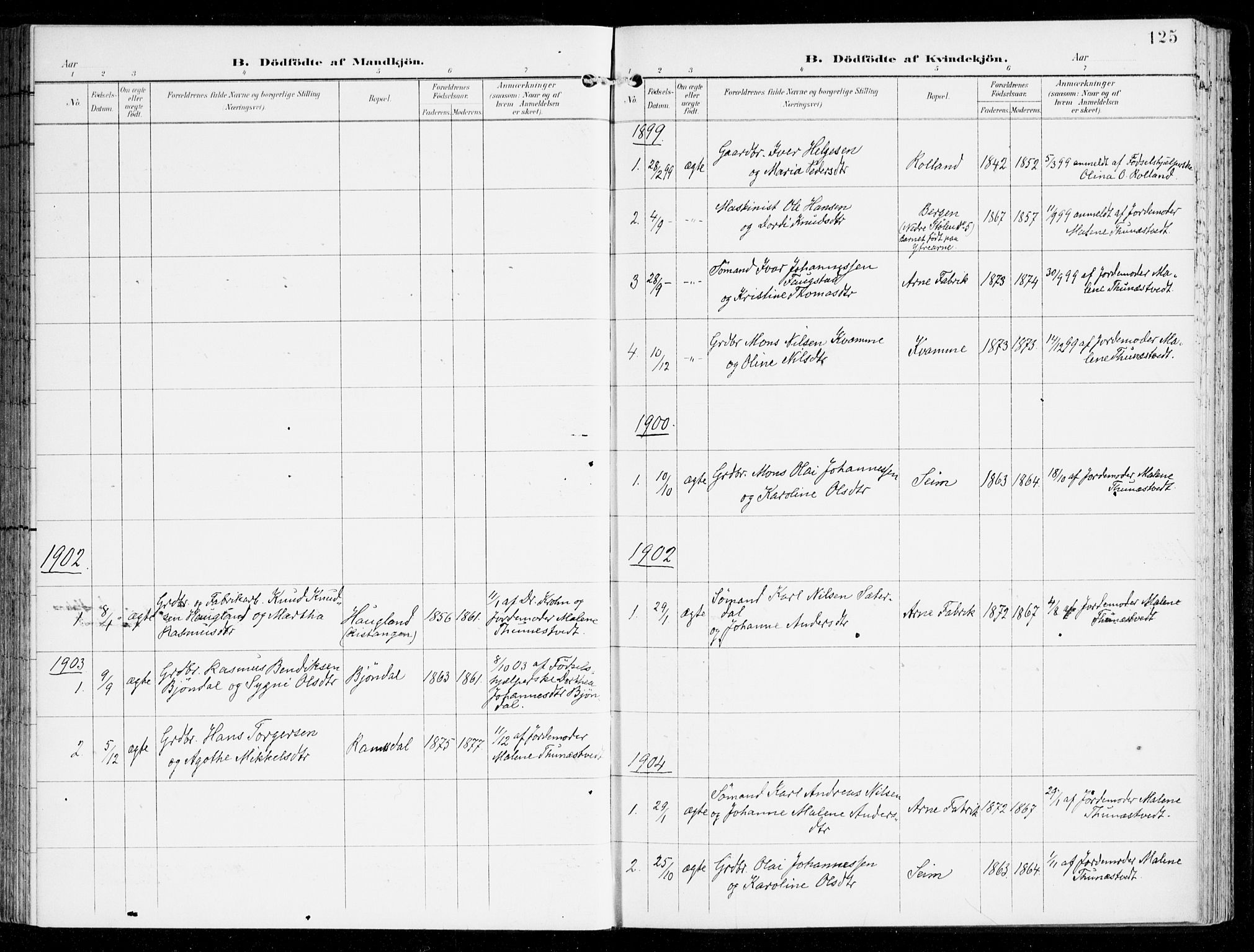 Haus sokneprestembete, AV/SAB-A-75601/H/Haa: Parish register (official) no. D 2, 1899-1912, p. 125