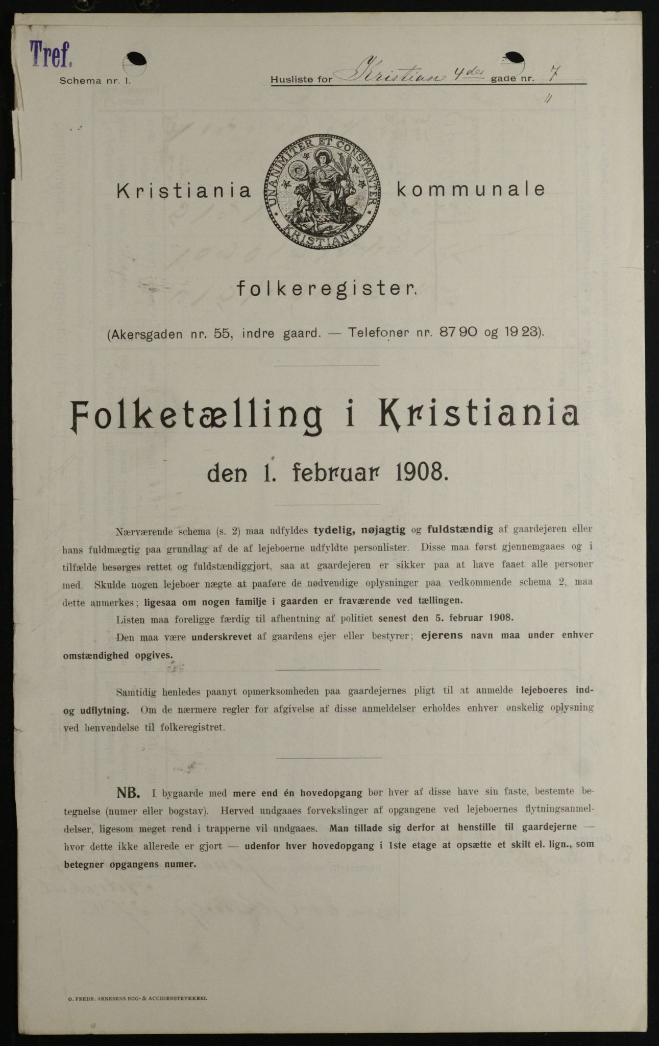 OBA, Municipal Census 1908 for Kristiania, 1908, p. 48494