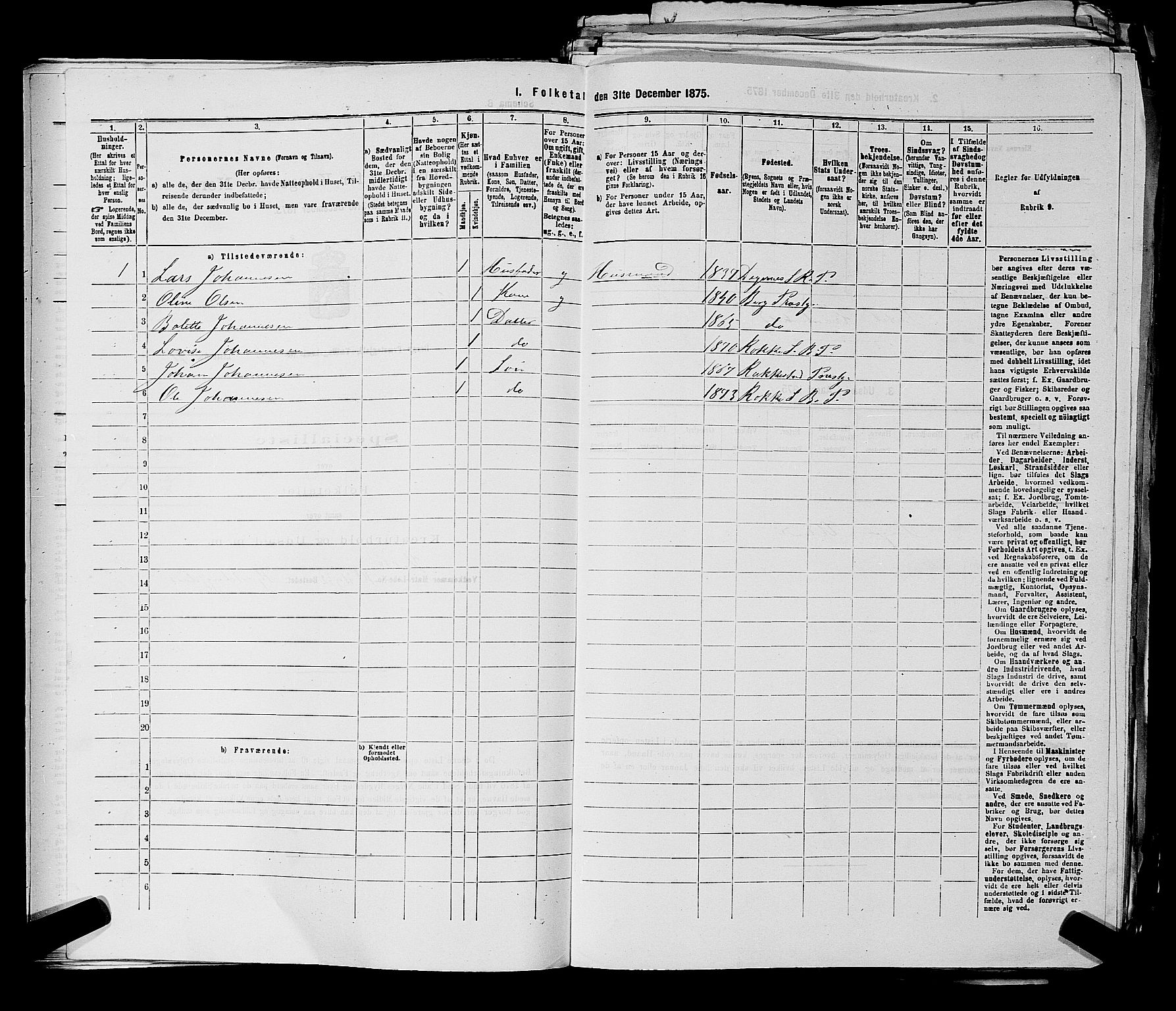RA, 1875 census for 0116P Berg, 1875, p. 500