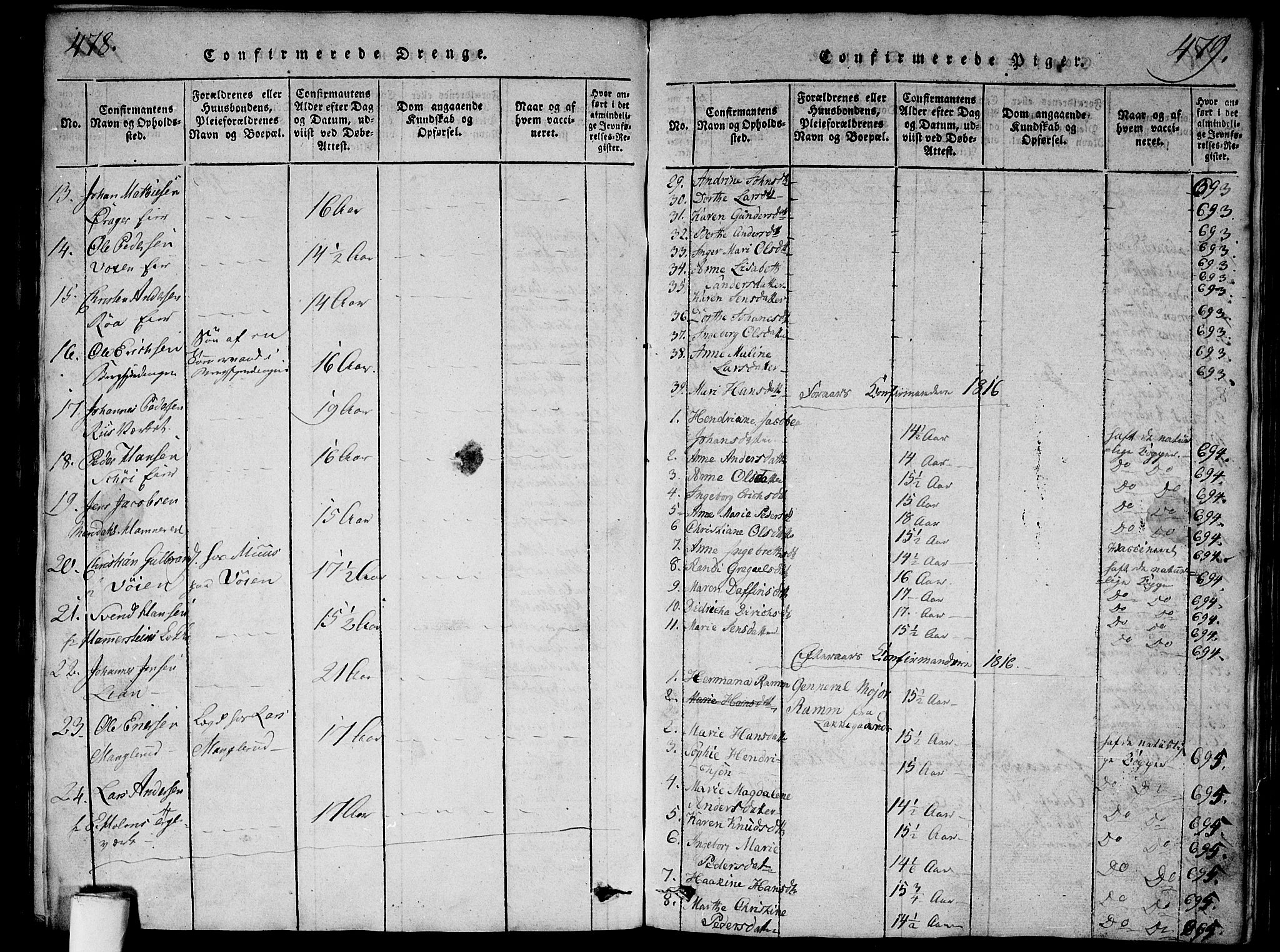 Aker prestekontor kirkebøker, SAO/A-10861/G/L0002: Parish register (copy) no. 2, 1815-1819, p. 478-479