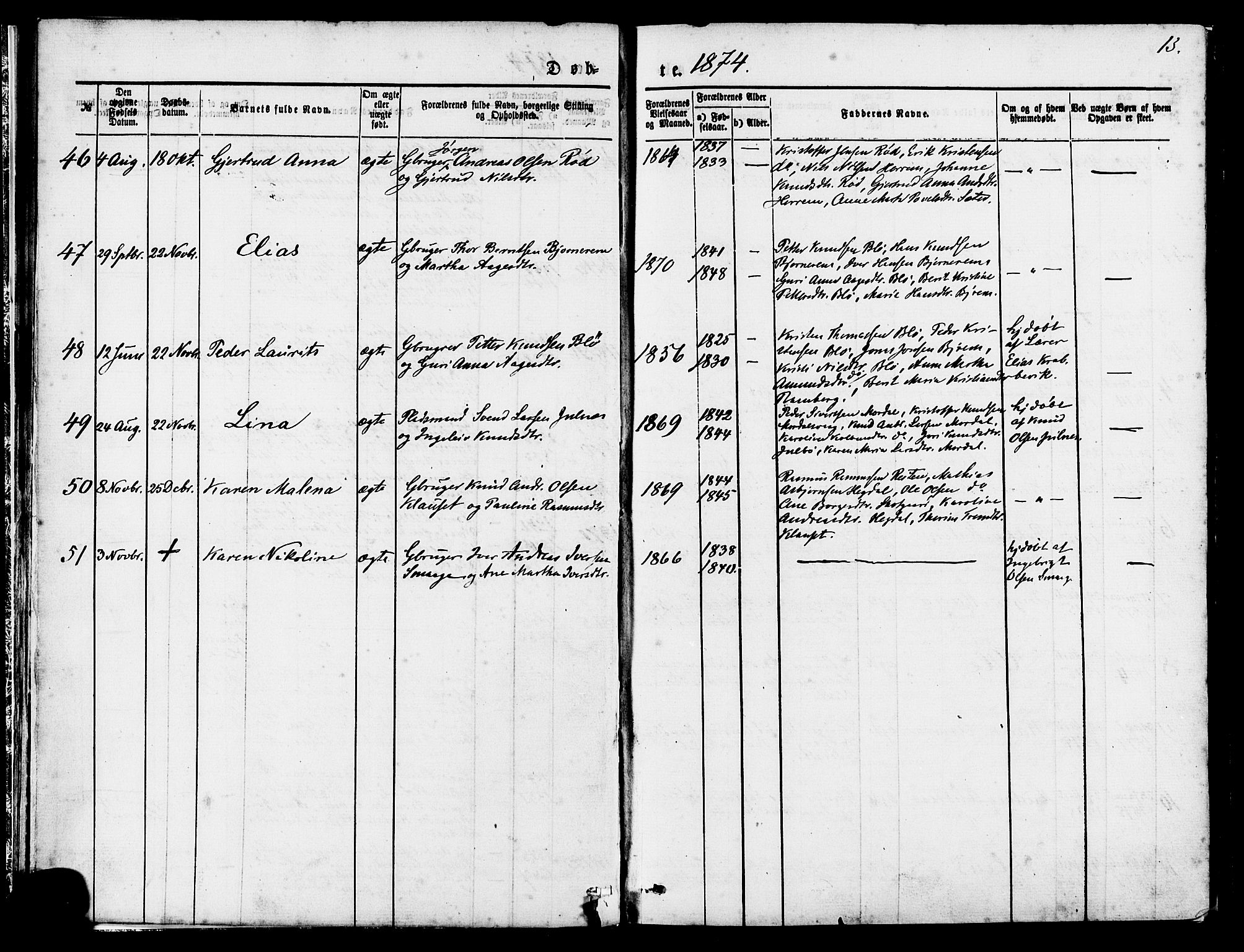 Ministerialprotokoller, klokkerbøker og fødselsregistre - Møre og Romsdal, AV/SAT-A-1454/560/L0720: Parish register (official) no. 560A04, 1873-1878, p. 13