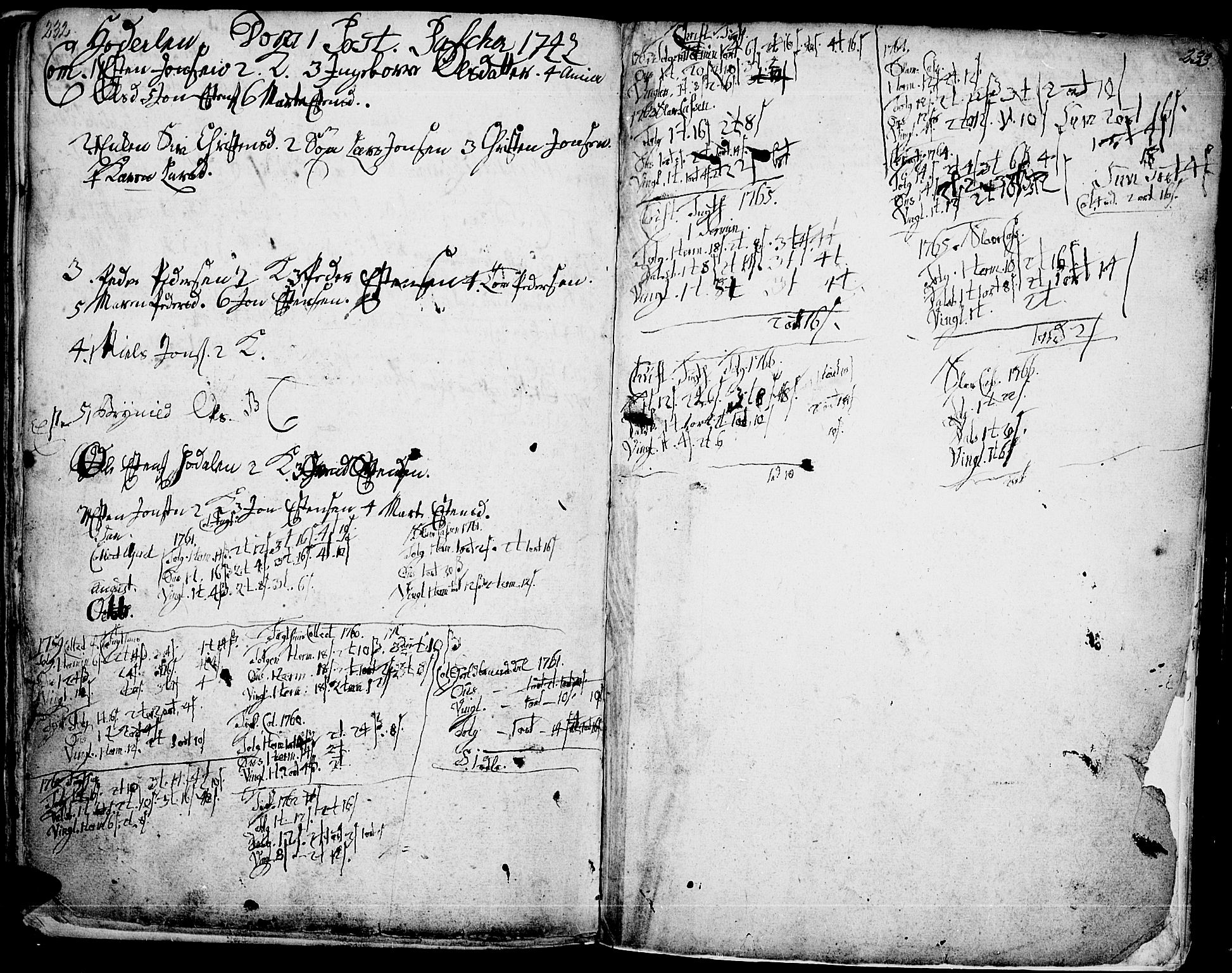 Tolga prestekontor, AV/SAH-PREST-062/K/L0001: Parish register (official) no. 1, 1733-1767, p. 232-233