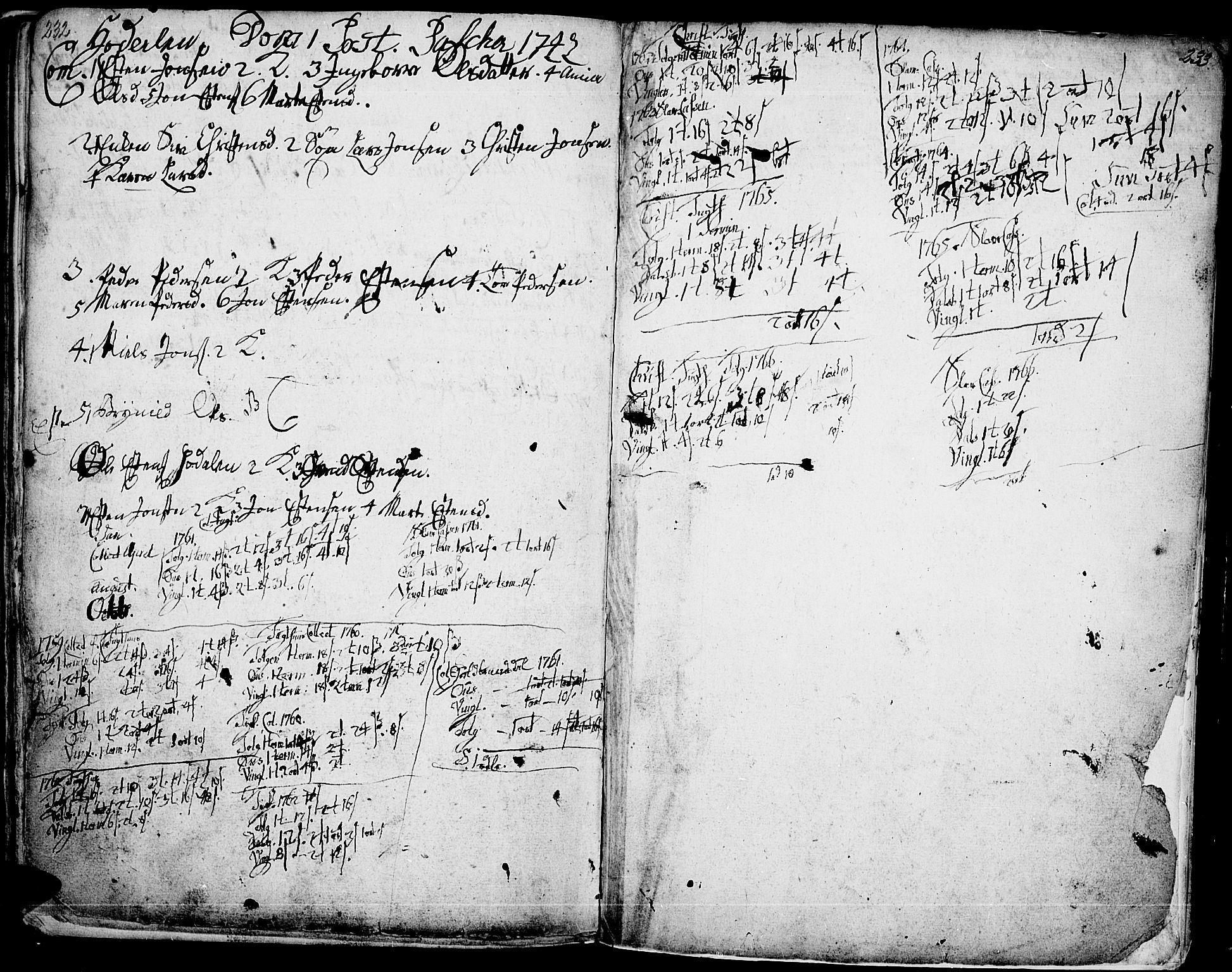 Tolga prestekontor, SAH/PREST-062/K/L0001: Parish register (official) no. 1, 1733-1767, p. 232-233