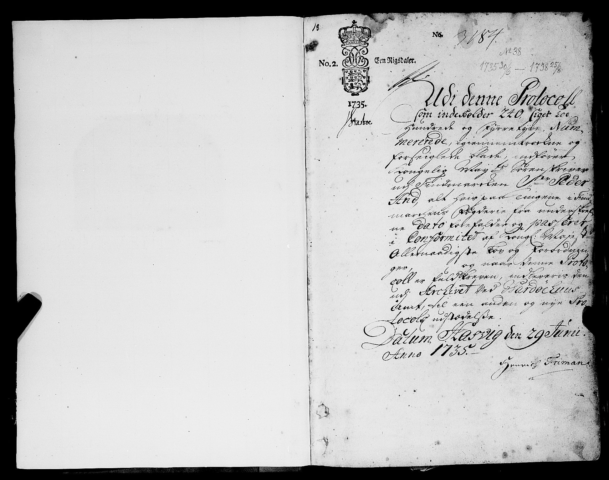 Finnmark sorenskriveri, AV/SATØ-S-0053/F/Fa/L0042: Justisprotokoller, 1735-1738, p. 0b-1a