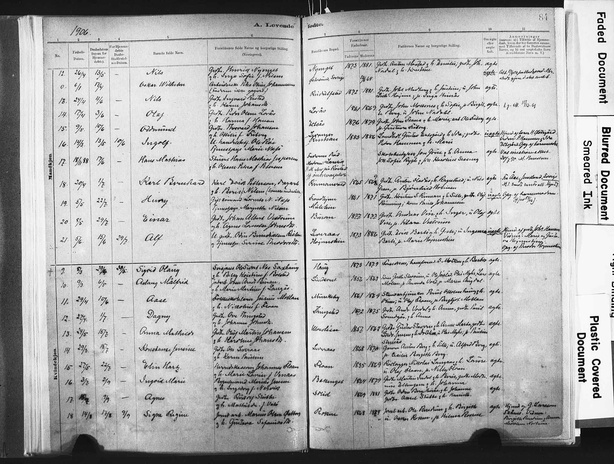 Ministerialprotokoller, klokkerbøker og fødselsregistre - Nord-Trøndelag, SAT/A-1458/721/L0207: Parish register (official) no. 721A02, 1880-1911, p. 84