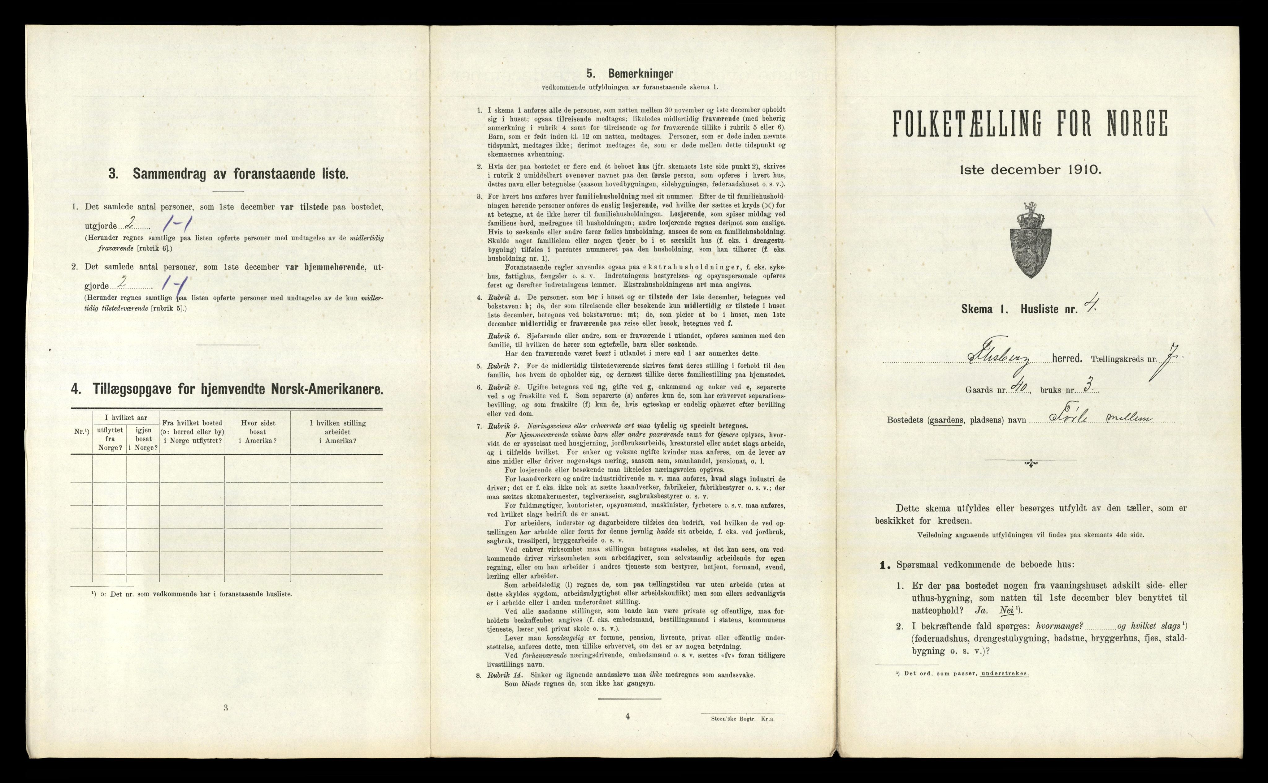 RA, 1910 census for Flesberg, 1910, p. 433