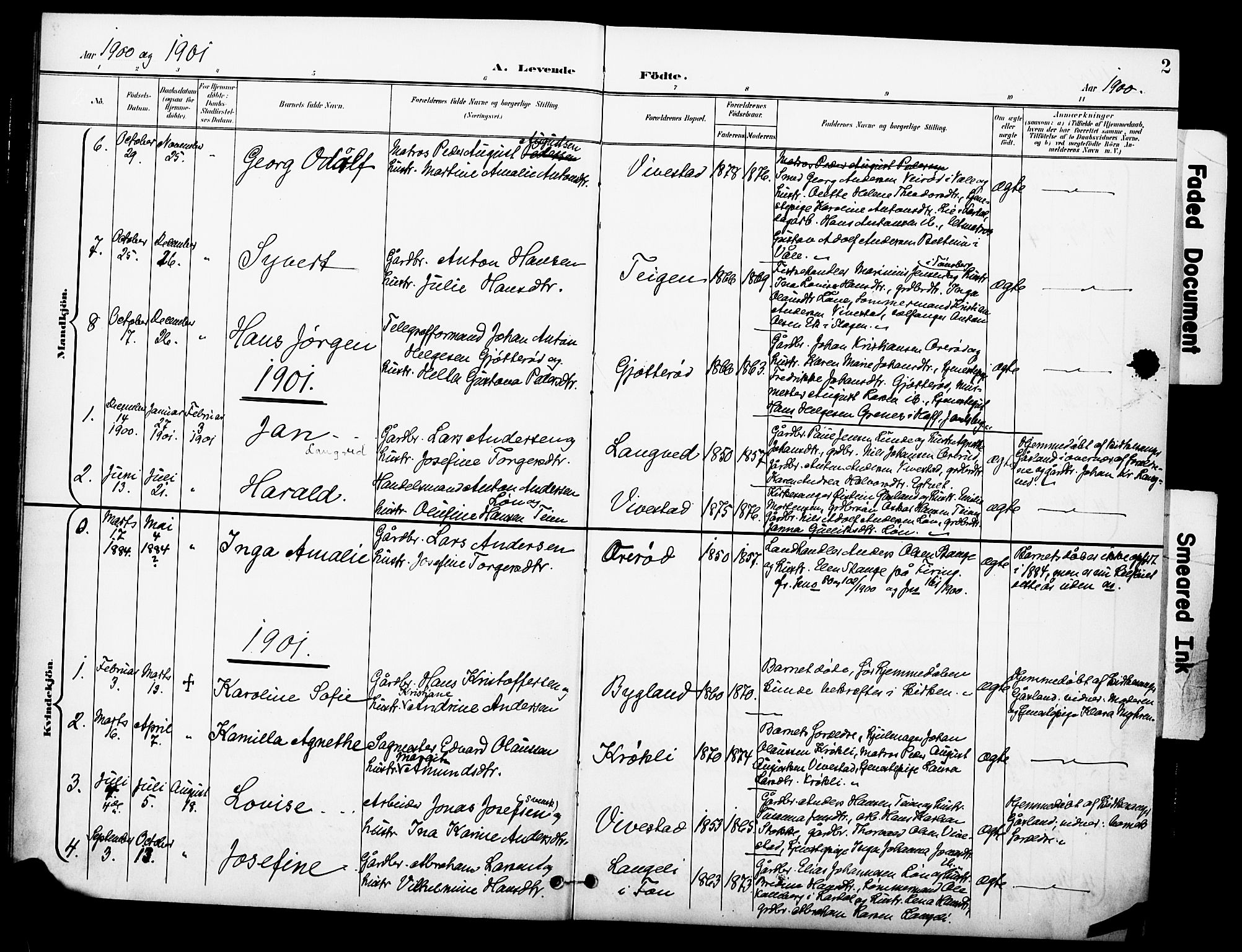 Ramnes kirkebøker, SAKO/A-314/F/Fc/L0002: Parish register (official) no. III 2, 1900-1914, p. 2
