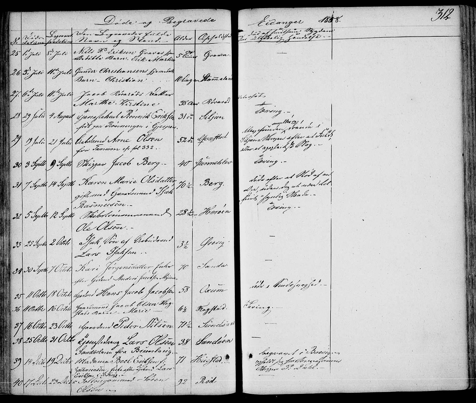 Eidanger kirkebøker, AV/SAKO-A-261/F/Fa/L0008: Parish register (official) no. 8, 1831-1858, p. 312