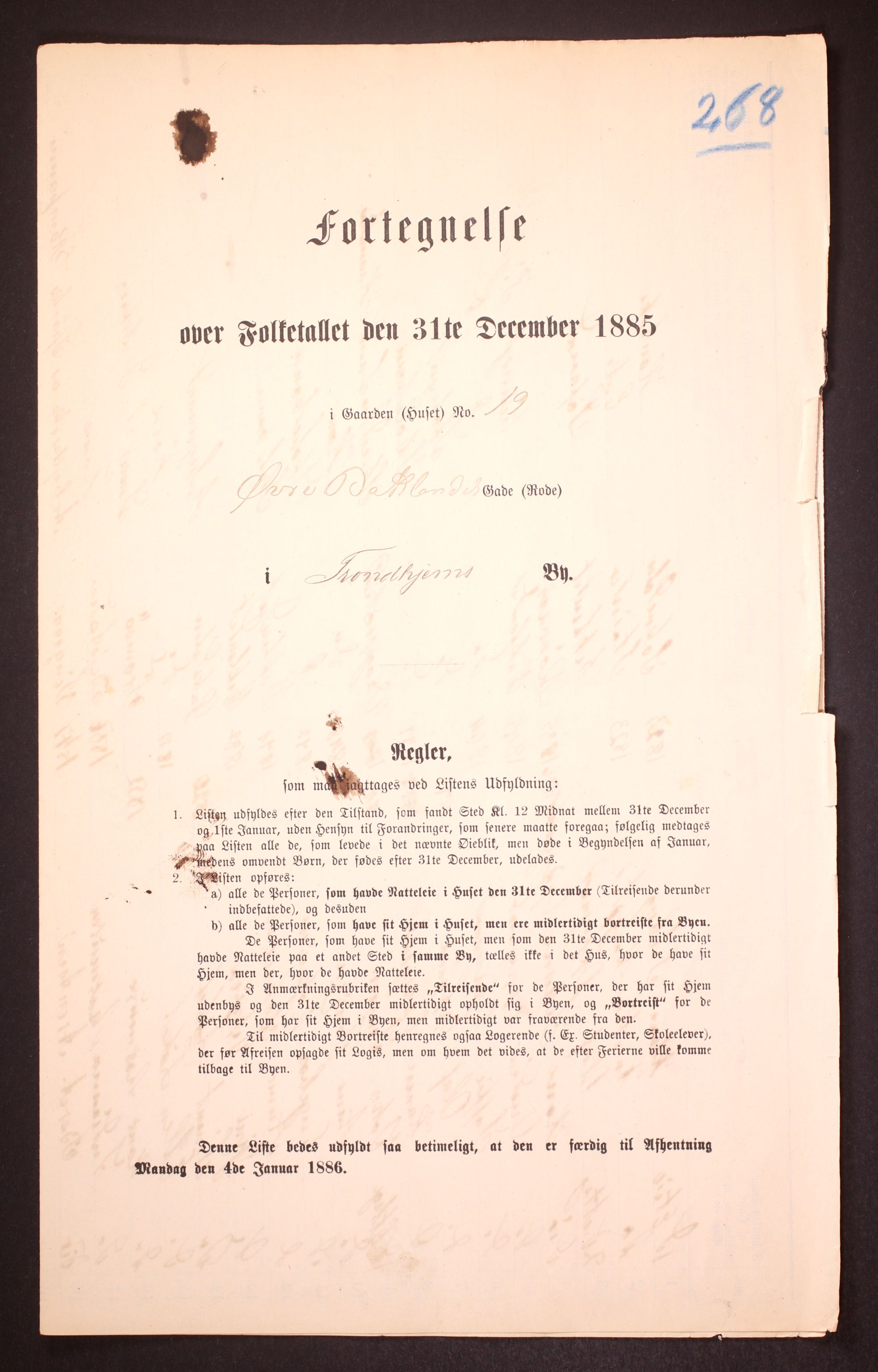 SAT, 1885 census for 1601 Trondheim, 1885, p. 2700