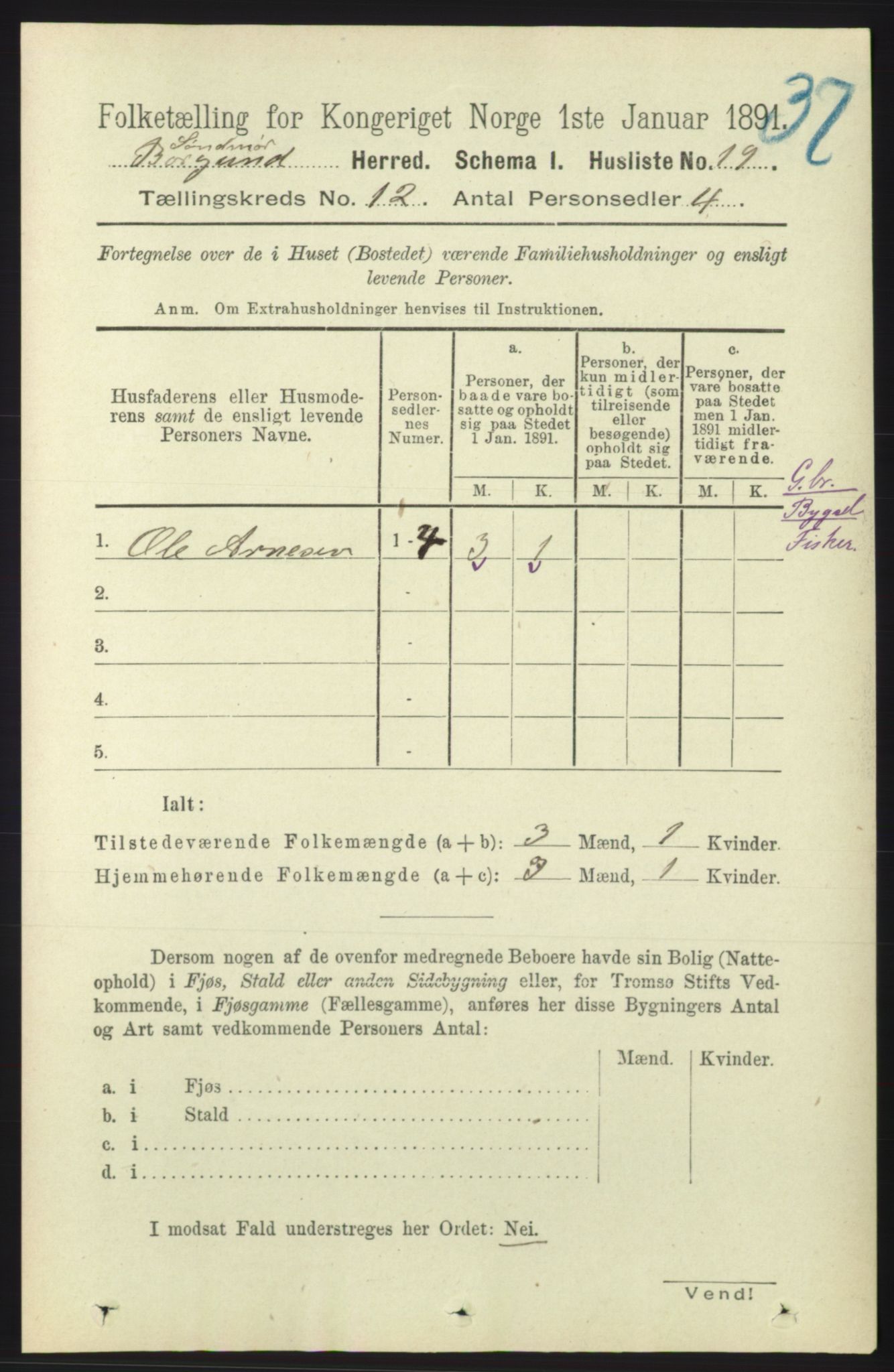 RA, 1891 census for 1531 Borgund, 1891, p. 3158