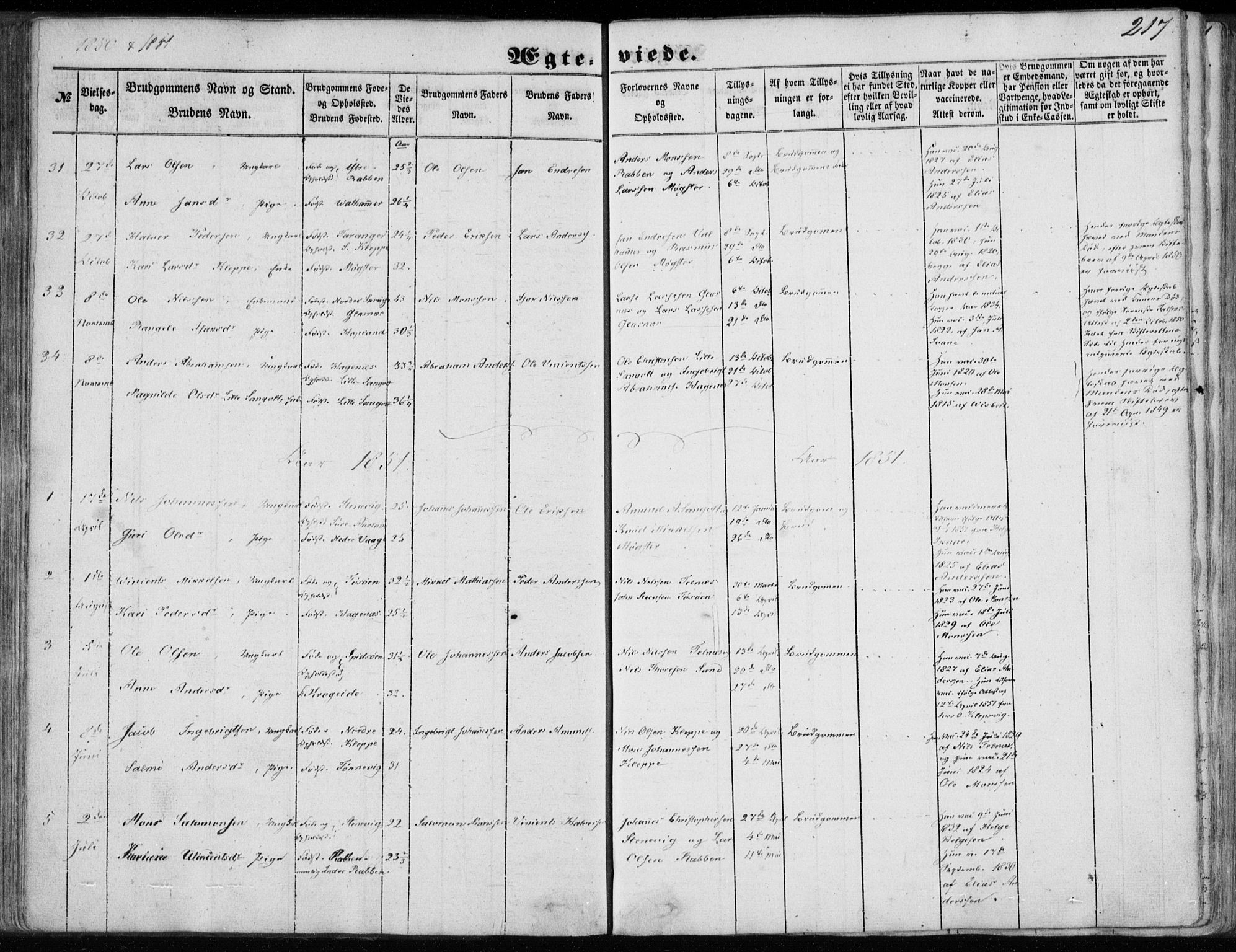 Sund sokneprestembete, SAB/A-99930: Parish register (official) no. A 14, 1850-1866, p. 217