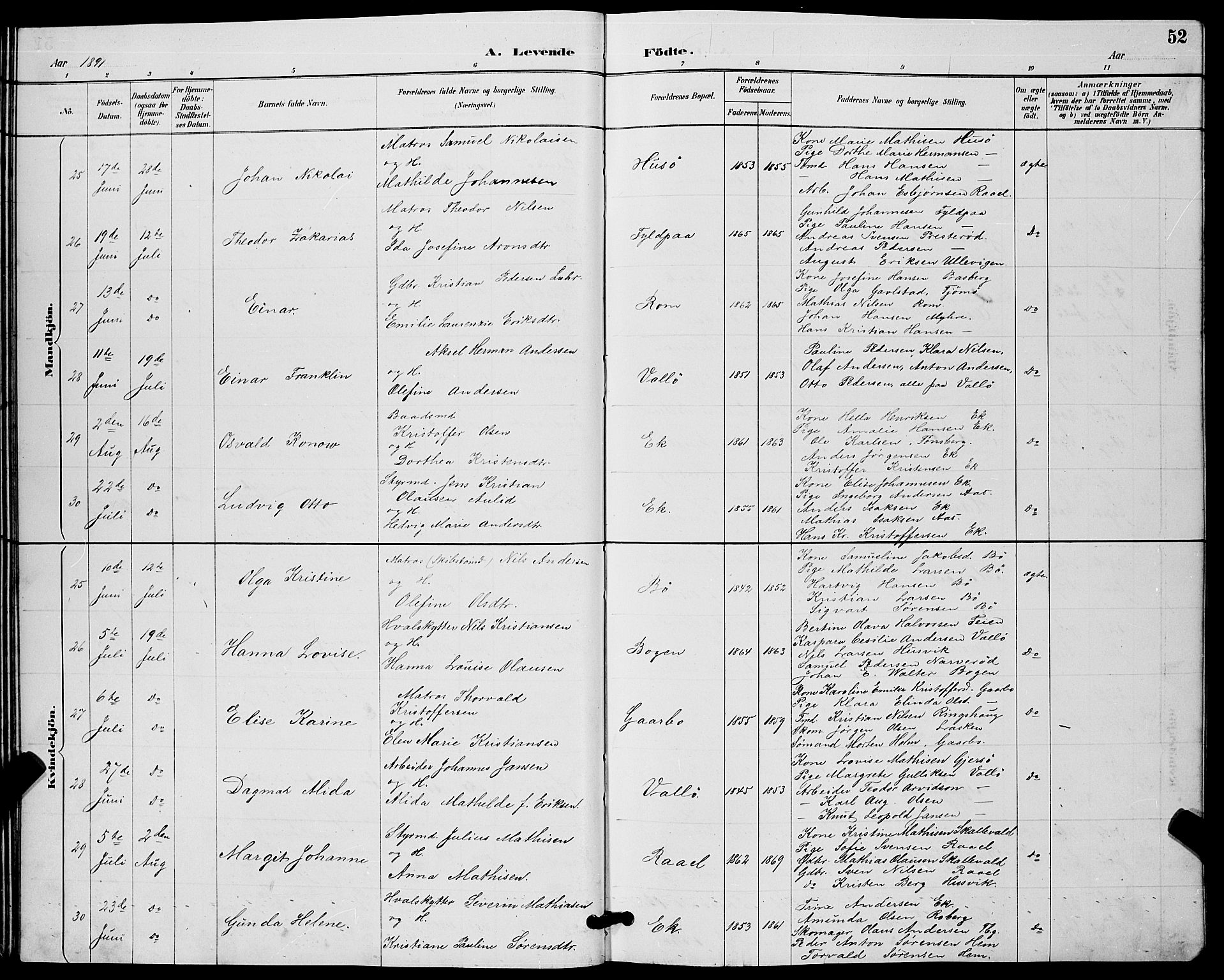 Sem kirkebøker, AV/SAKO-A-5/G/Gb/L0002: Parish register (copy) no. II 2, 1886-1899, p. 52