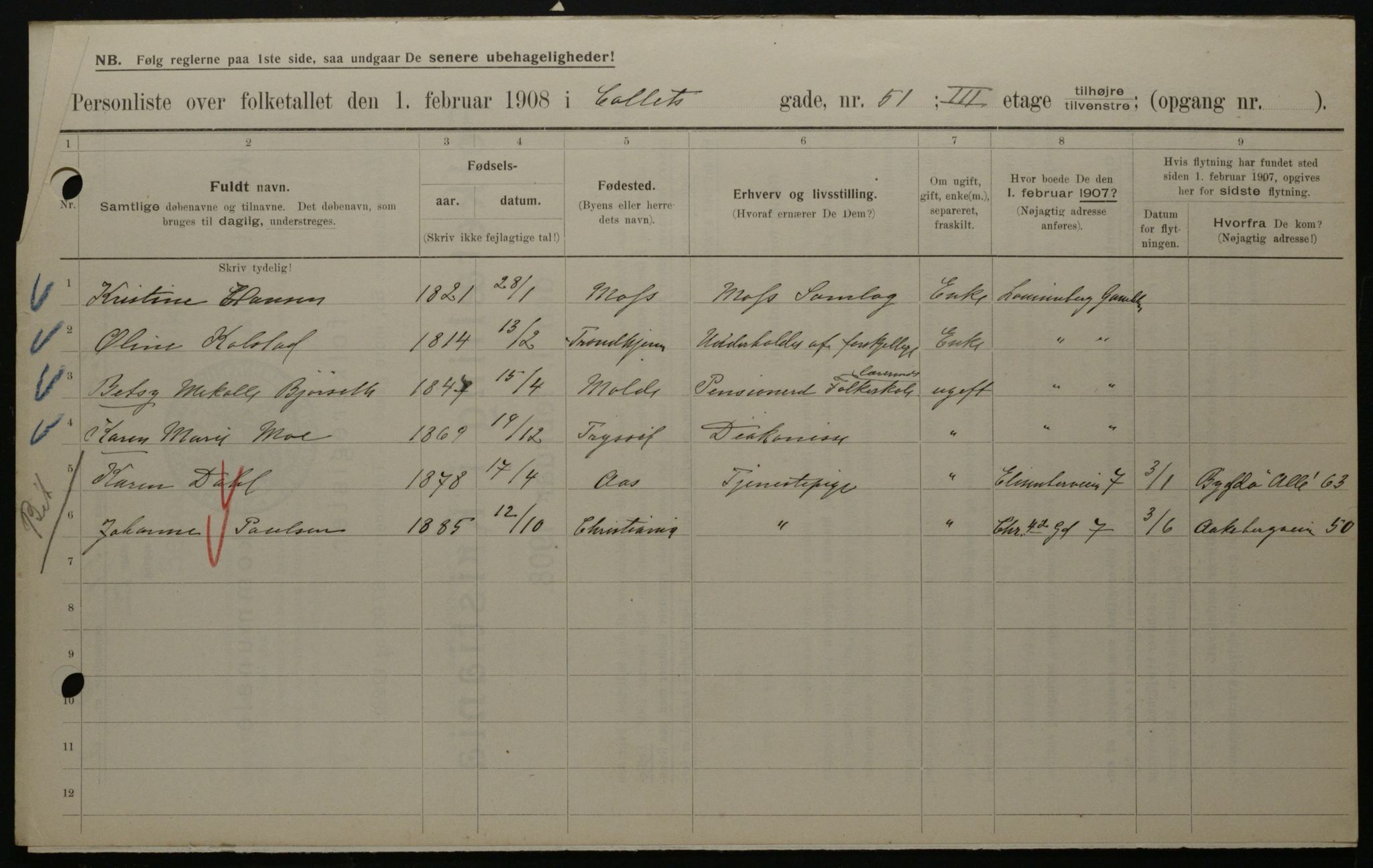 OBA, Municipal Census 1908 for Kristiania, 1908, p. 12409