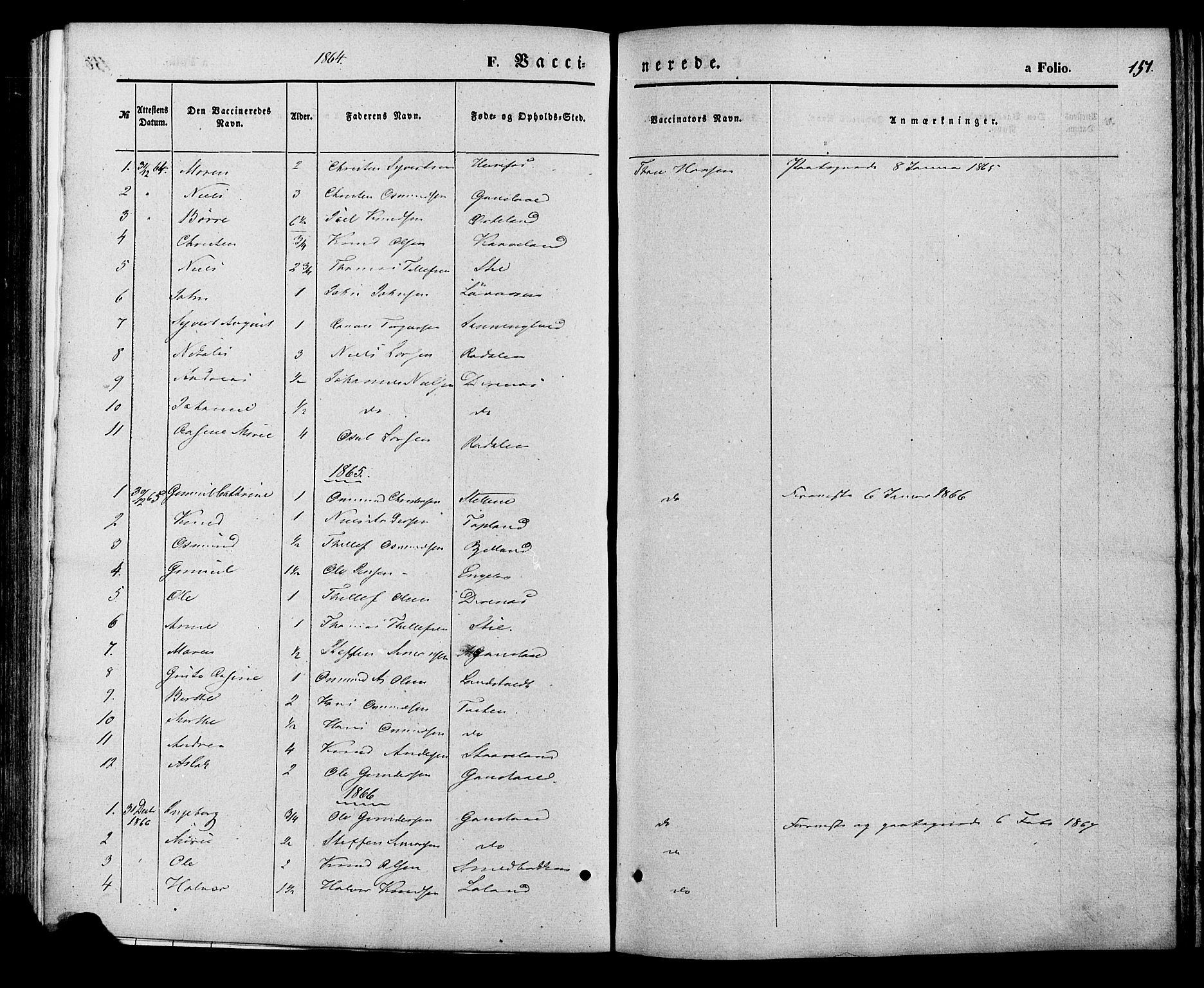 Herefoss sokneprestkontor, AV/SAK-1111-0019/F/Fa/Faa/L0002: Parish register (official) no. A 2, 1861-1886, p. 151