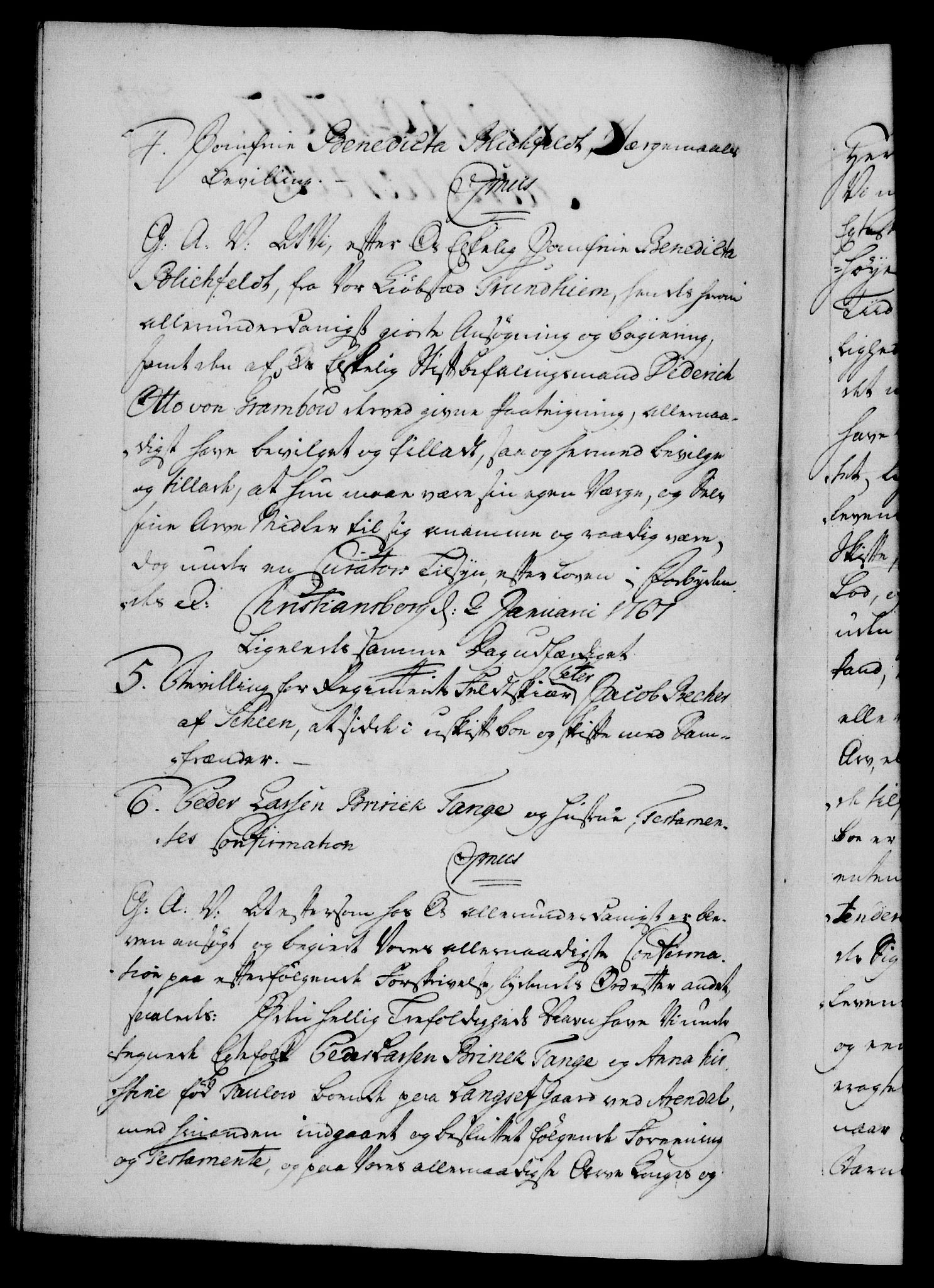 Danske Kanselli 1572-1799, AV/RA-EA-3023/F/Fc/Fca/Fcaa/L0043: Norske registre, 1766-1768, p. 240b