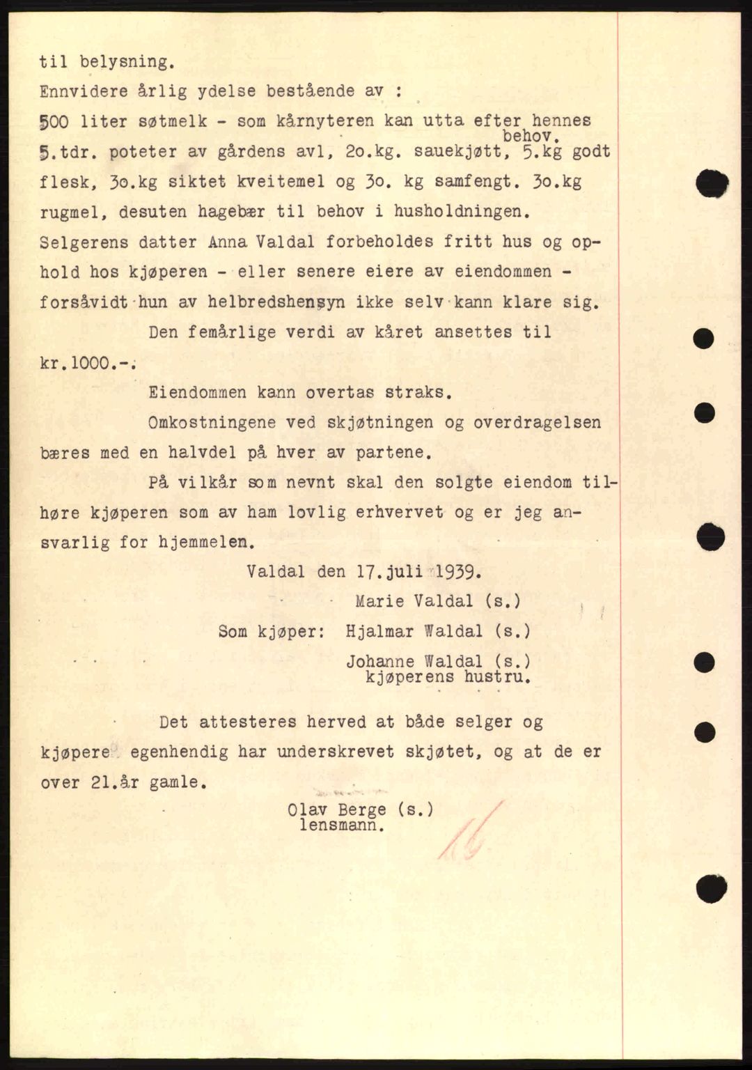 Nordre Sunnmøre sorenskriveri, SAT/A-0006/1/2/2C/2Ca: Mortgage book no. A11, 1941-1941, Diary no: : 928/1941