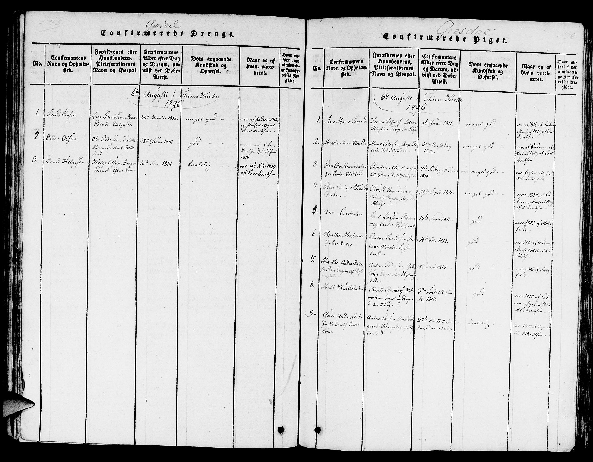Lye sokneprestkontor, SAST/A-101794/001/30/30BA/L0003: Parish register (official) no. A 3 /2, 1816-1826, p. 535-536