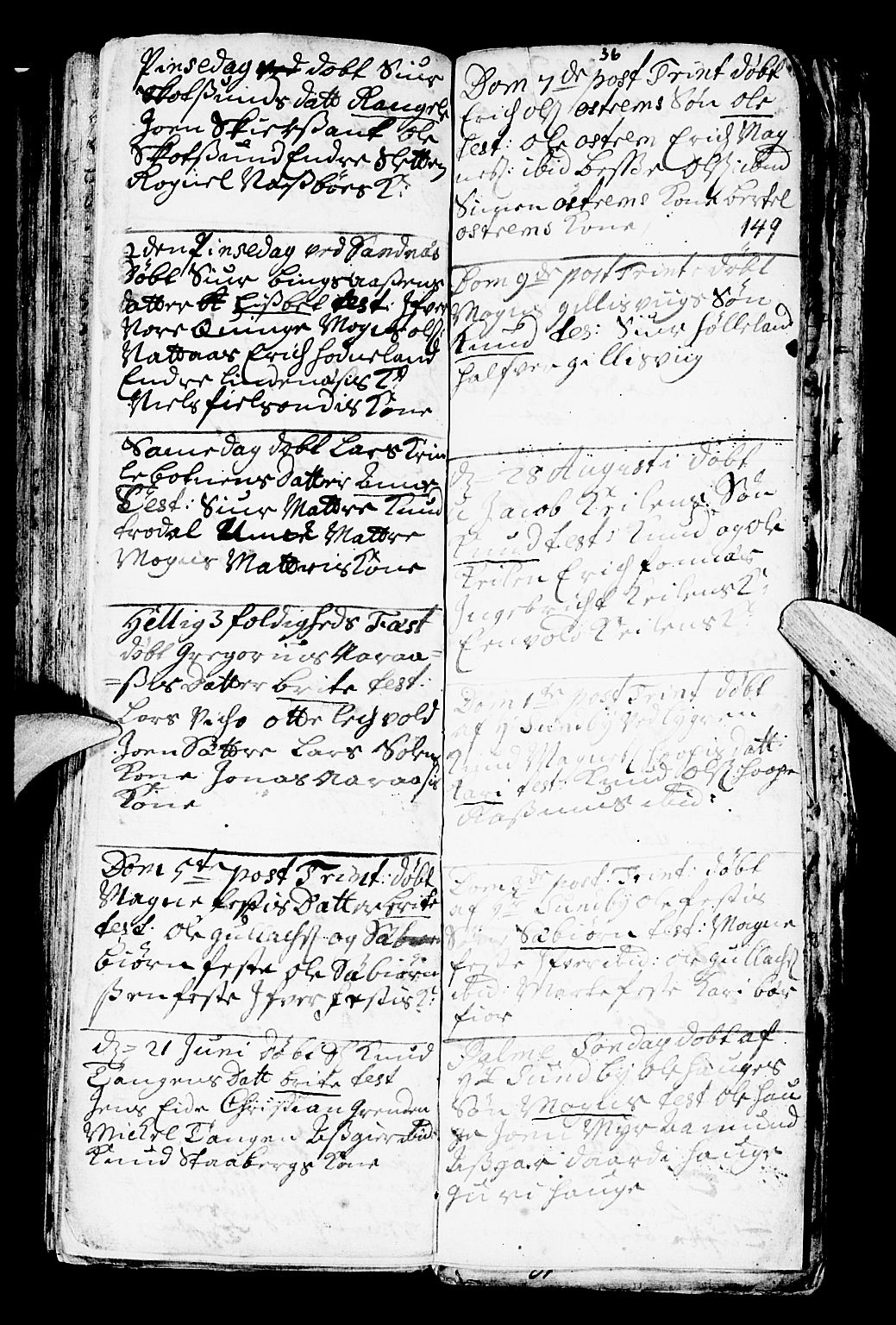 Lindås Sokneprestembete, AV/SAB-A-76701/H/Haa/Haaa/L0001: Parish register (official) no. A 1, 1699-1746, p. 149