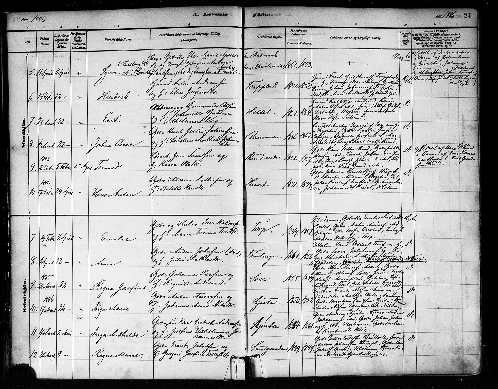 Askim prestekontor Kirkebøker, AV/SAO-A-10900/F/Fa/L0007: Parish register (official) no. 7, 1882-1897, p. 24