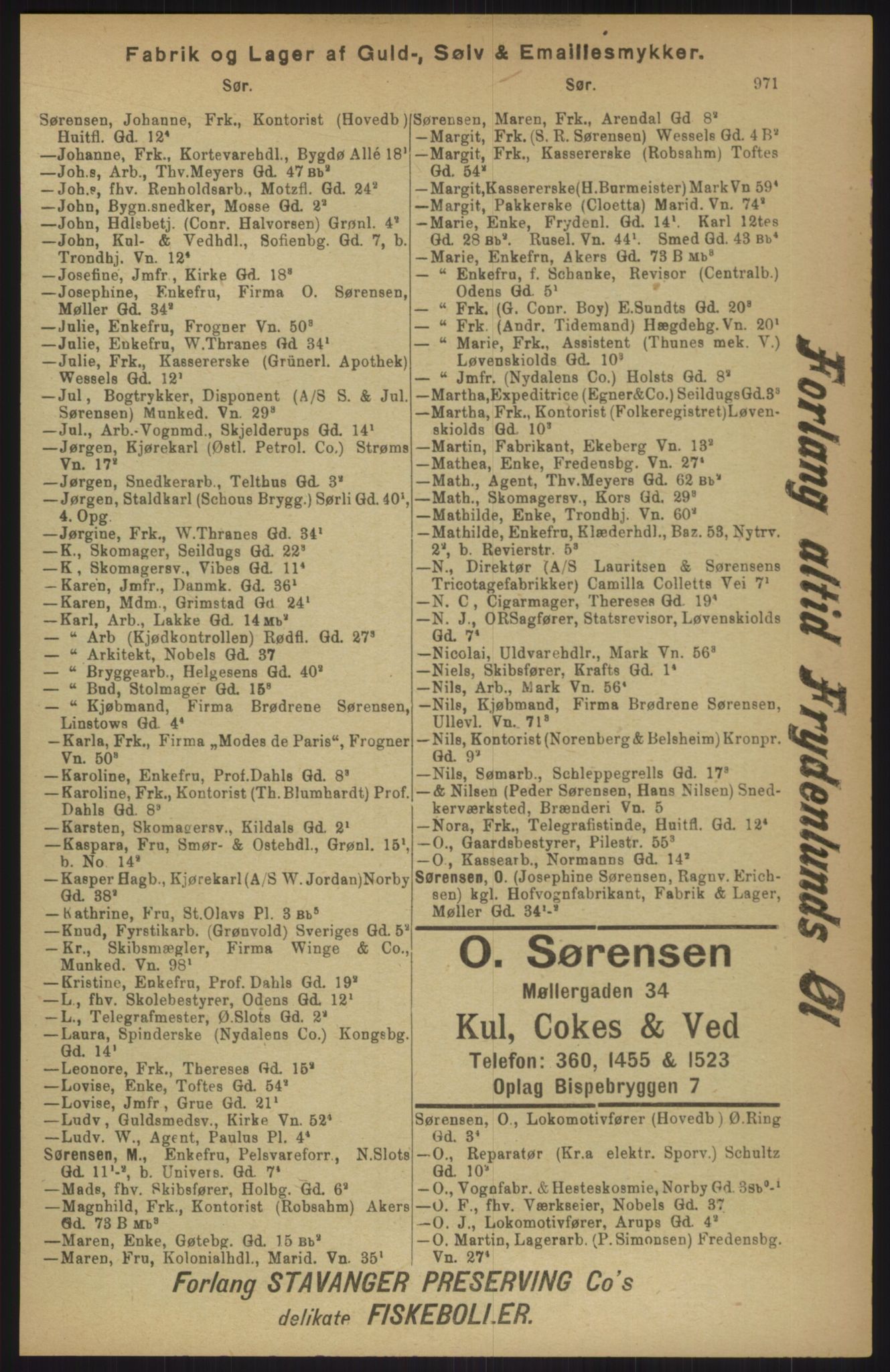 Kristiania/Oslo adressebok, PUBL/-, 1911, p. 971