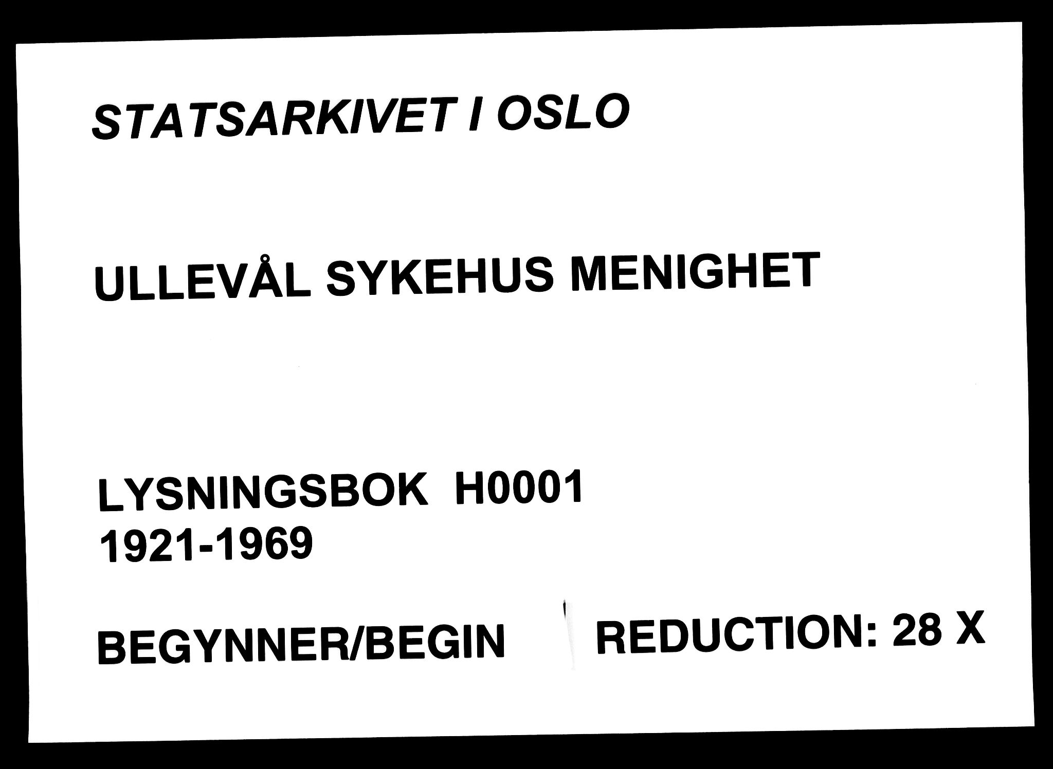 Ullevål sykehus prestekontor Kirkebøker, AV/SAO-A-10542a/H/Ha/L0001: Banns register no. 1, 1921-1969