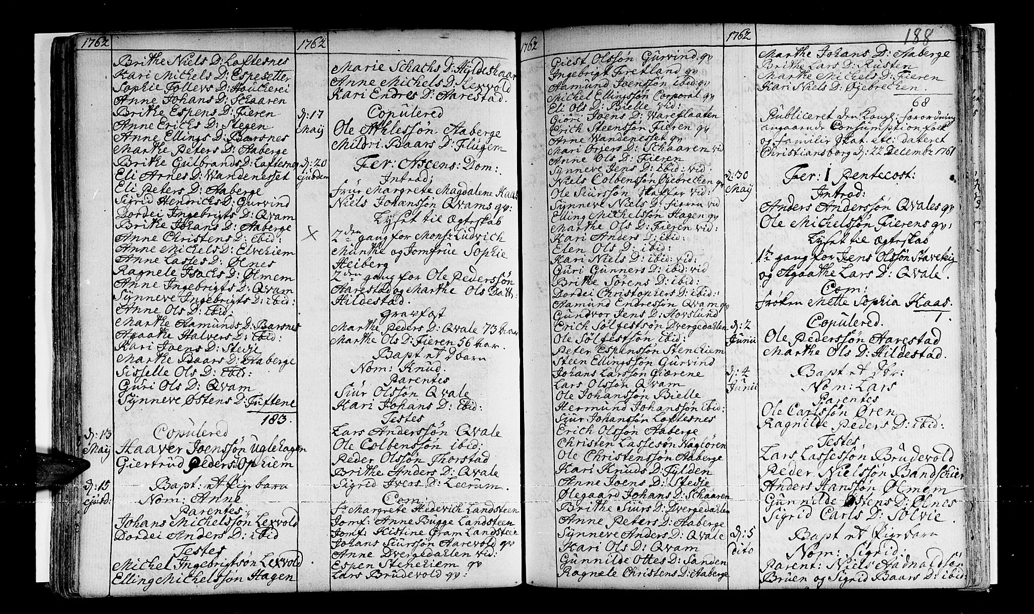 Sogndal sokneprestembete, SAB/A-81301/H/Haa/Haaa/L0003: Parish register (official) no. A 3, 1747-1768, p. 188